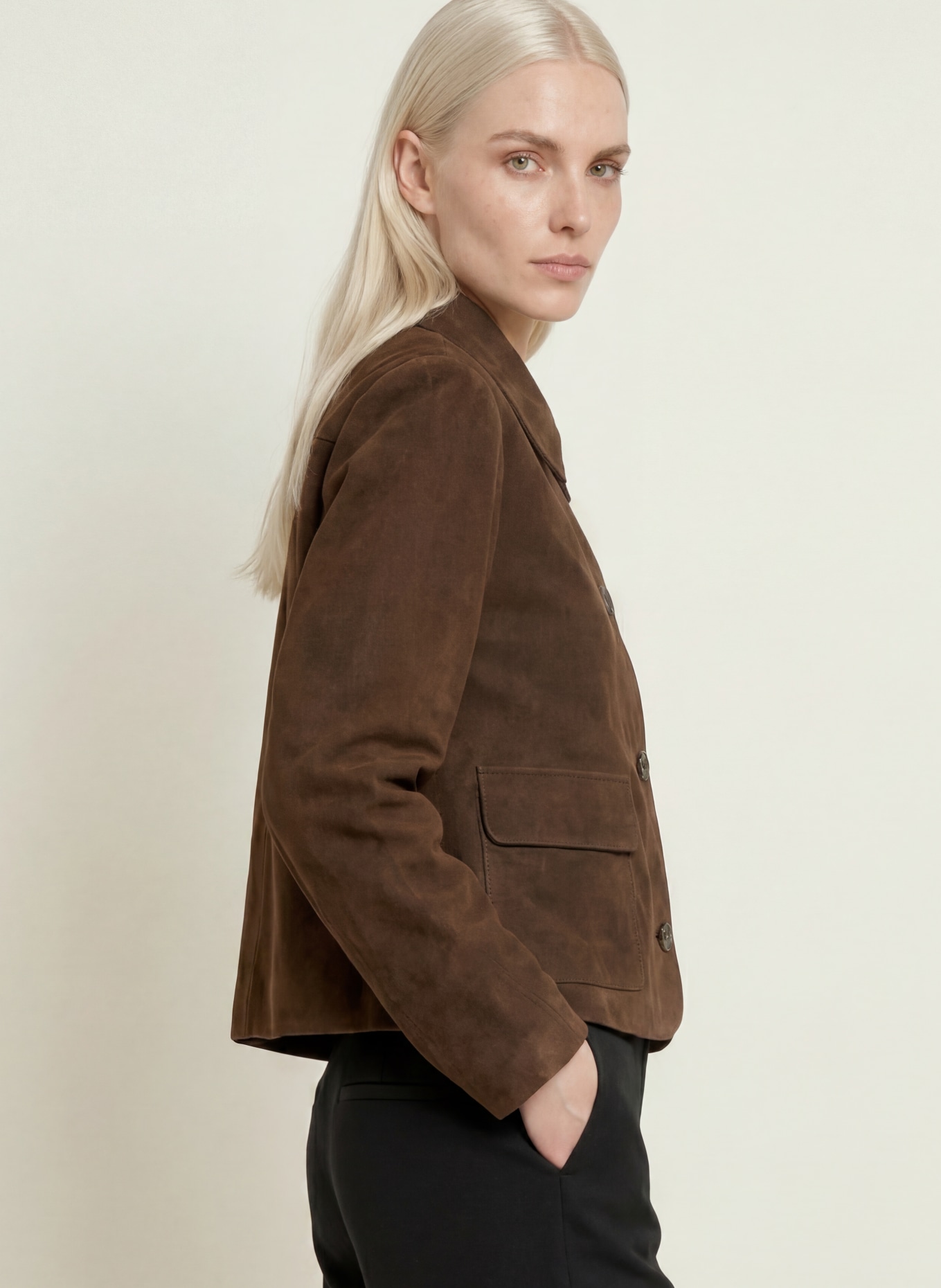 SELECTED Læderblazer: MØRKEBRUN
