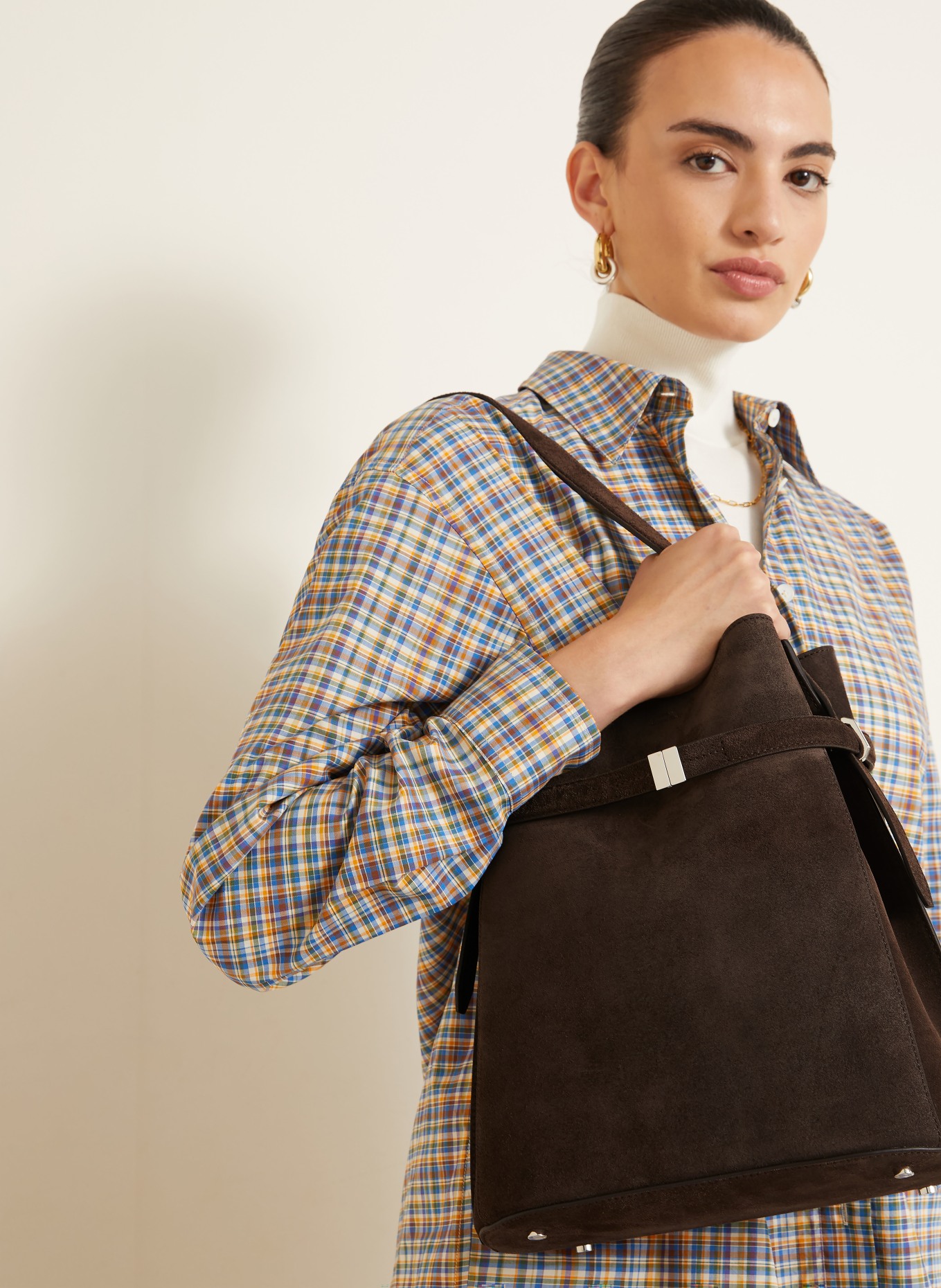 TOTEME sac à main: MARRON FONCÉ / ARGENT