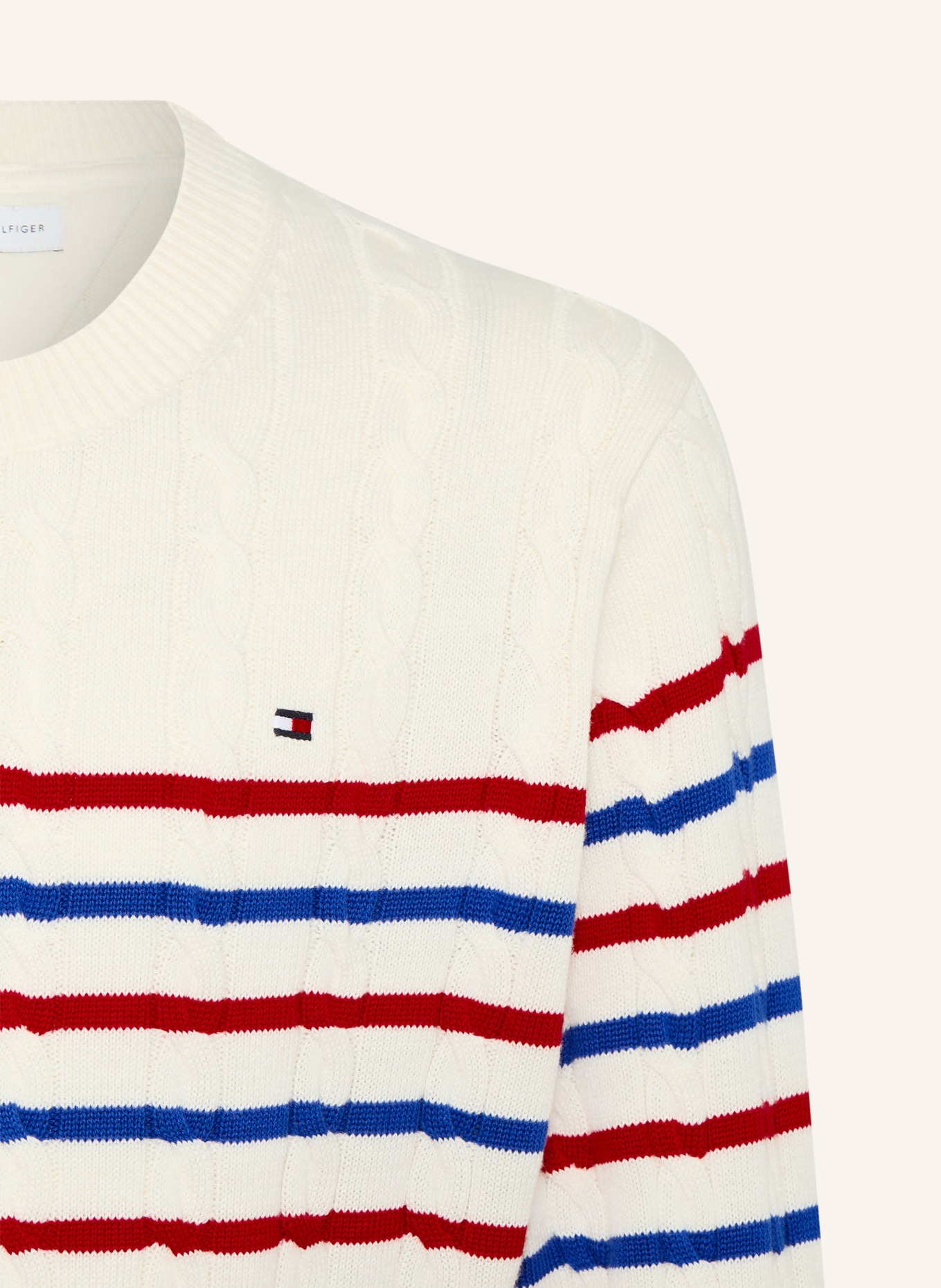 TOMMY HILFIGER Sweater: ECRU / RED / BLUE
