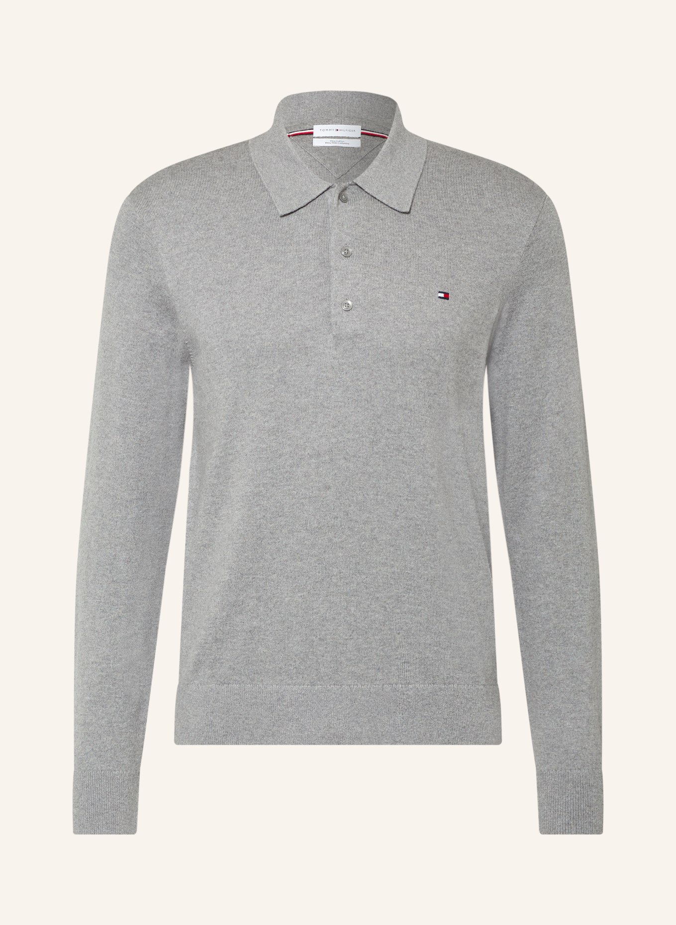 TOMMY HILFIGER Stickad pikétröja: GRÅ