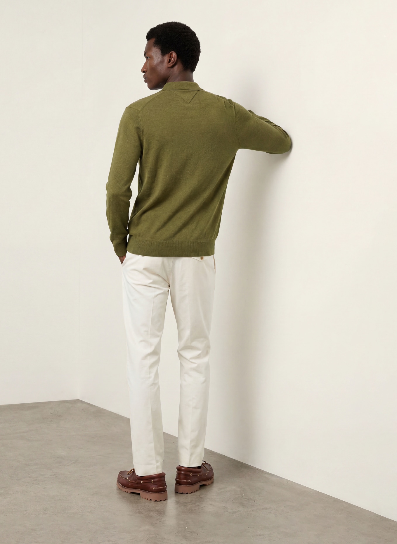 TOMMY HILFIGER Knitted polo shirt: DARK GREEN
