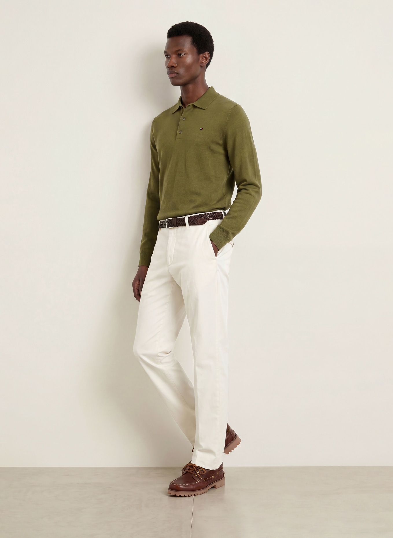 TOMMY HILFIGER Knitted polo shirt: DARK GREEN