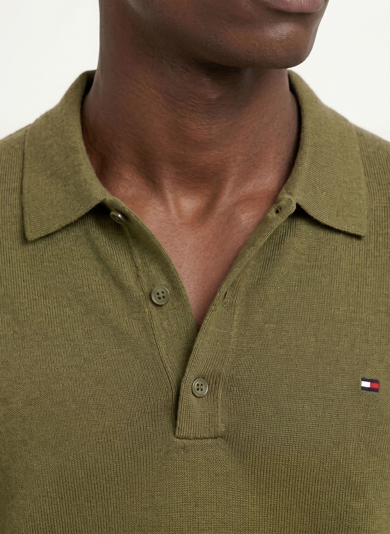 TOMMY HILFIGER Knitted polo shirt: DARK GREEN