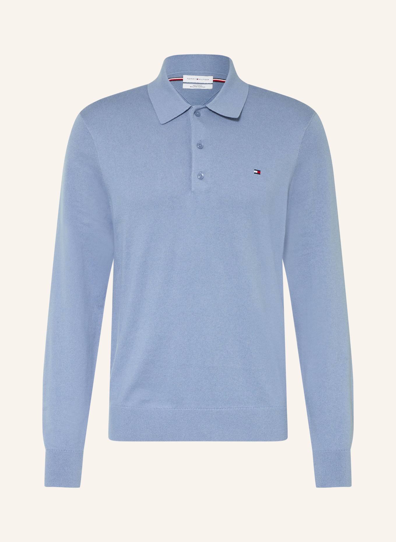 TOMMY HILFIGER Strick-Poloshirt: HELLBLAU