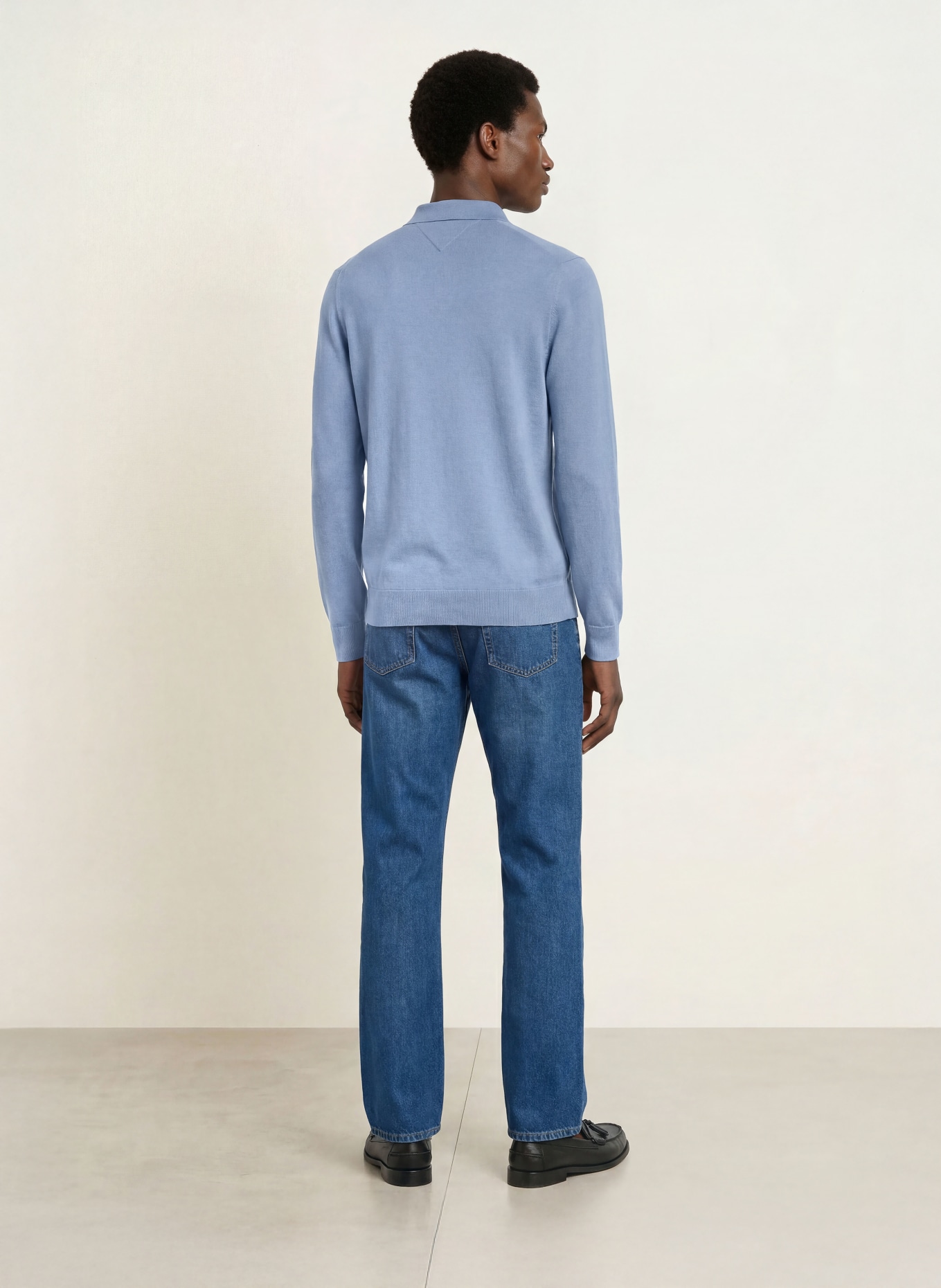 TOMMY HILFIGER Strick-Poloshirt: HELLBLAU