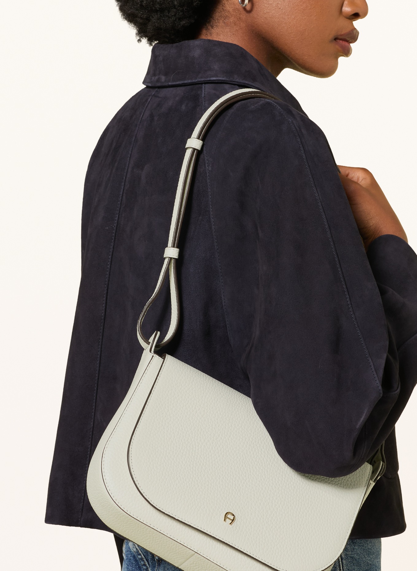 AIGNER PURA crossbody bag: CREAM / GOLD / DARK BROWN
