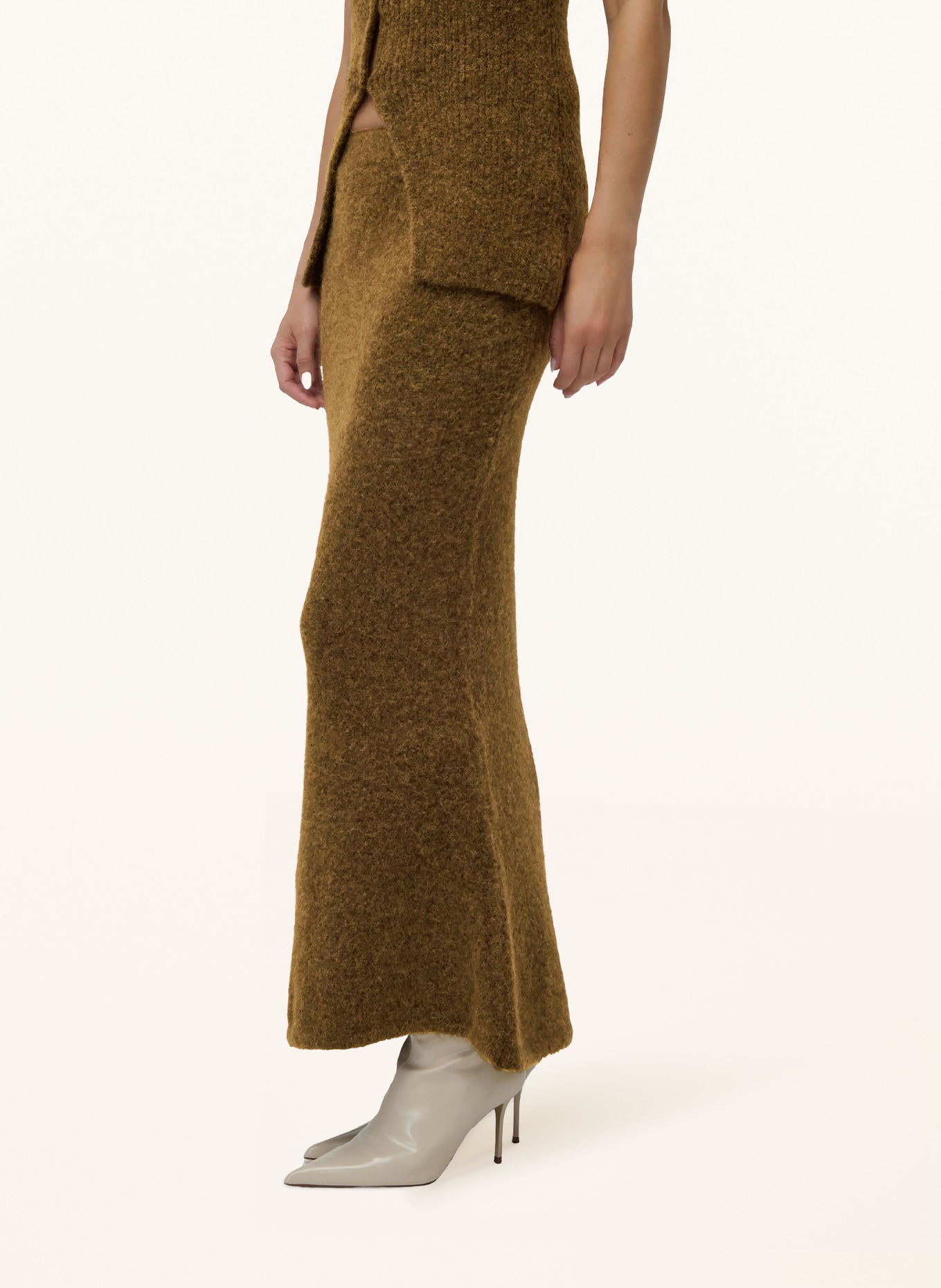LeGer Studio FREDERIKE knitted skirt with alpaca: BROWN