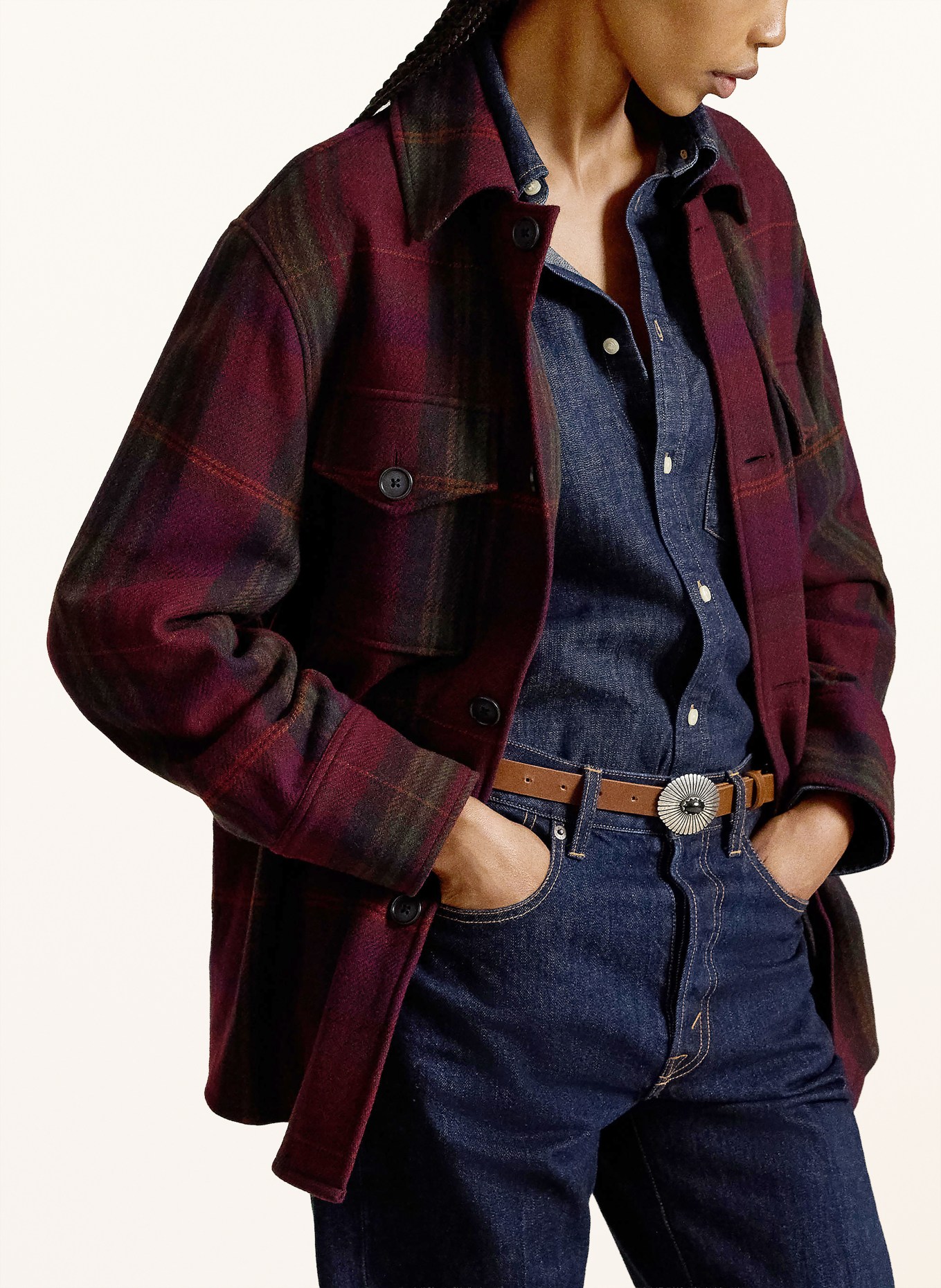 POLO RALPH LAUREN Flanell-Overshirt: DUNKELROT