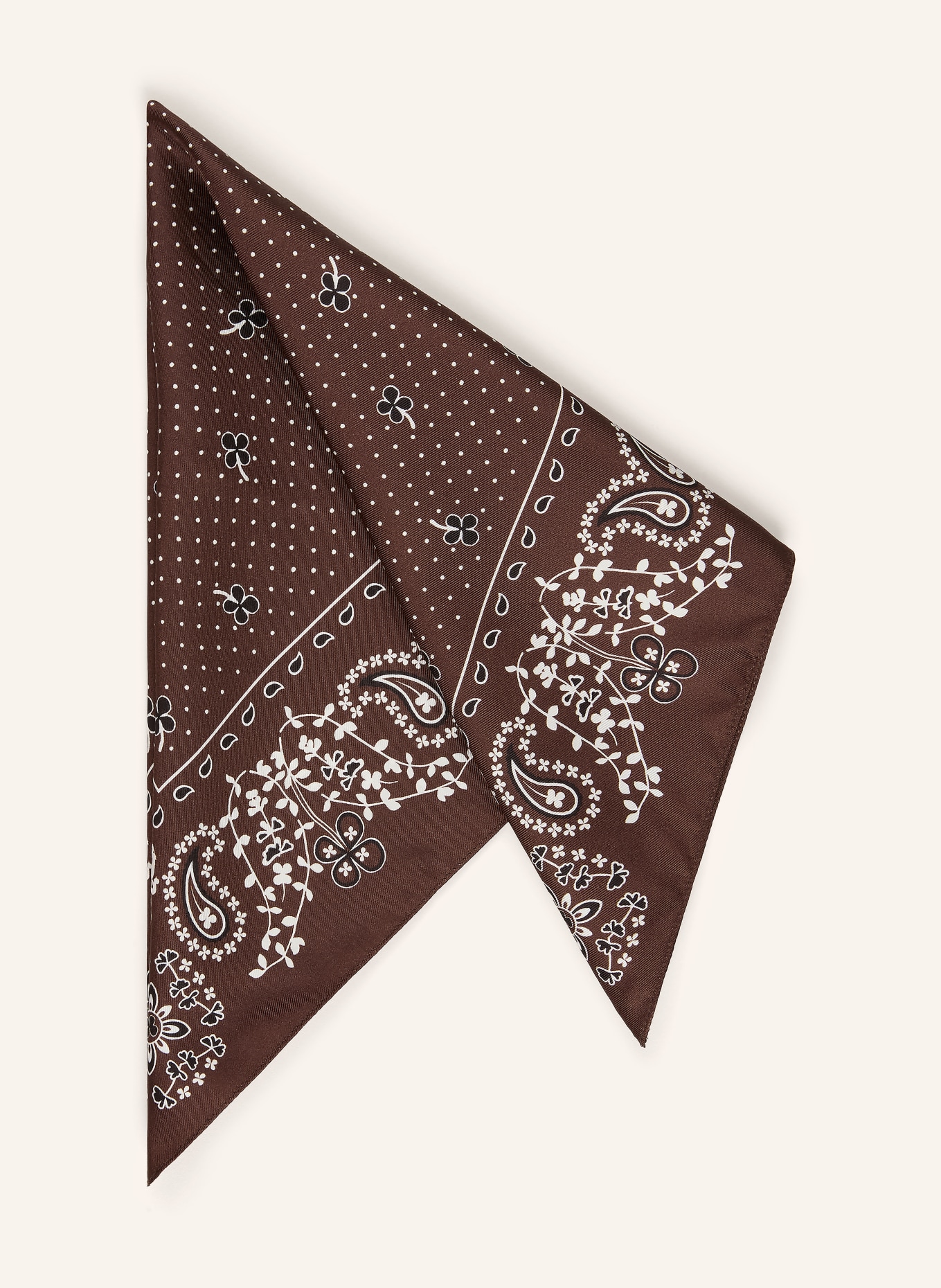 LONGCHAMP Seidentuch FRENCH BANDANA: DUNKELBRAUN / WEISS / SCHWARZ