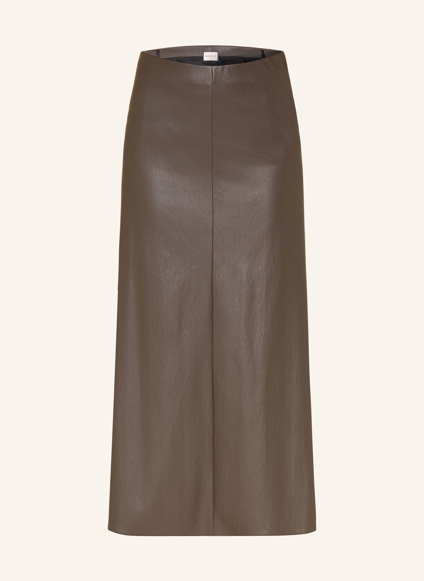 SEDUCTIVE Rock in leerlook: MARRON FONCÉ