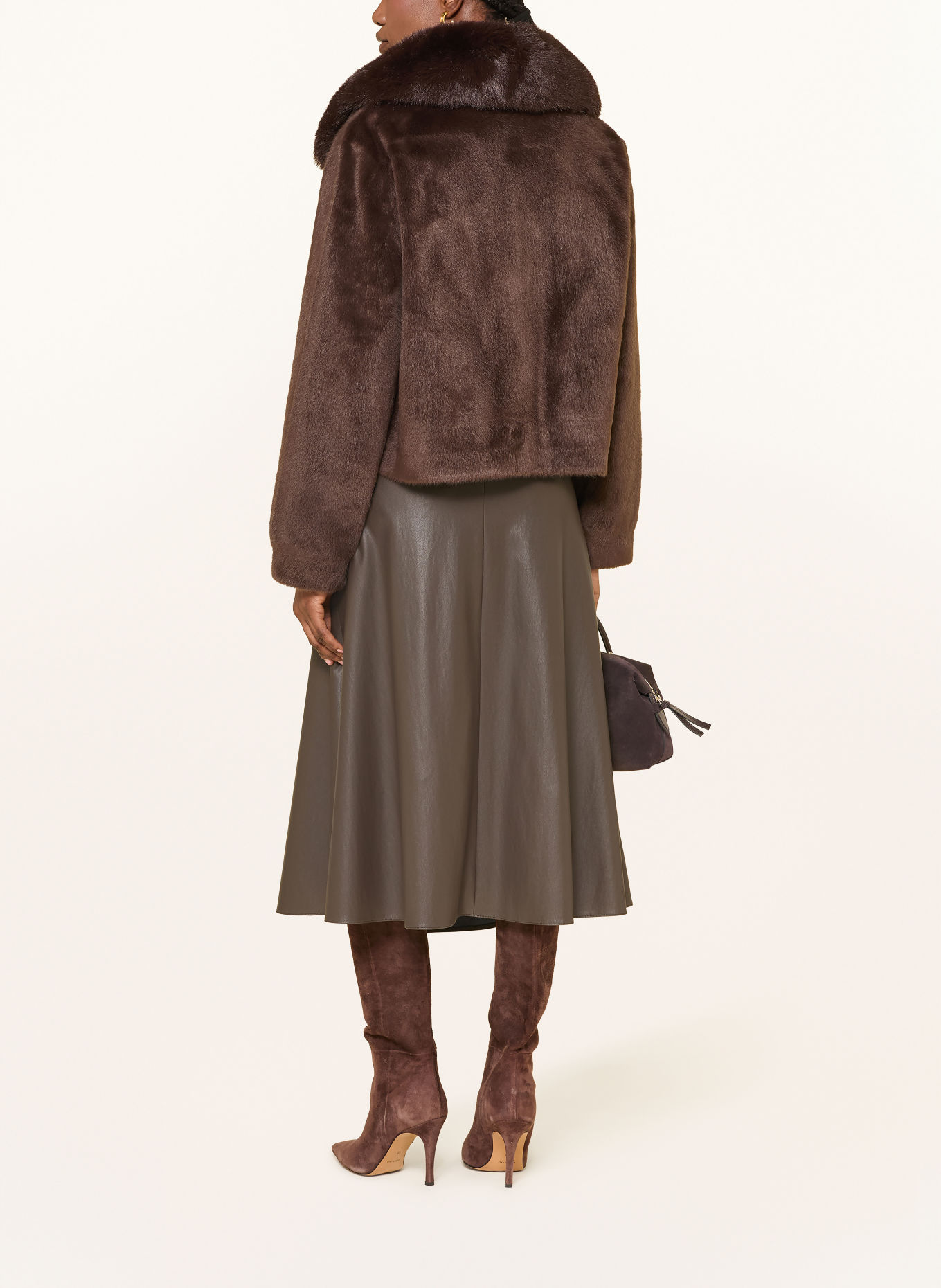 SEDUCTIVE Rock in leerlook: MARRON FONCÉ