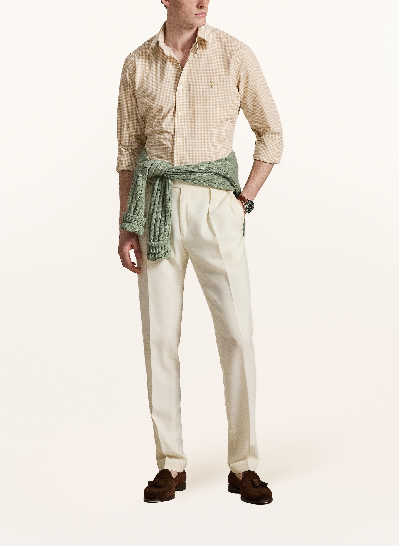 POLO RALPH LAUREN Hemd Custom Fit: BEIGE / WEISS