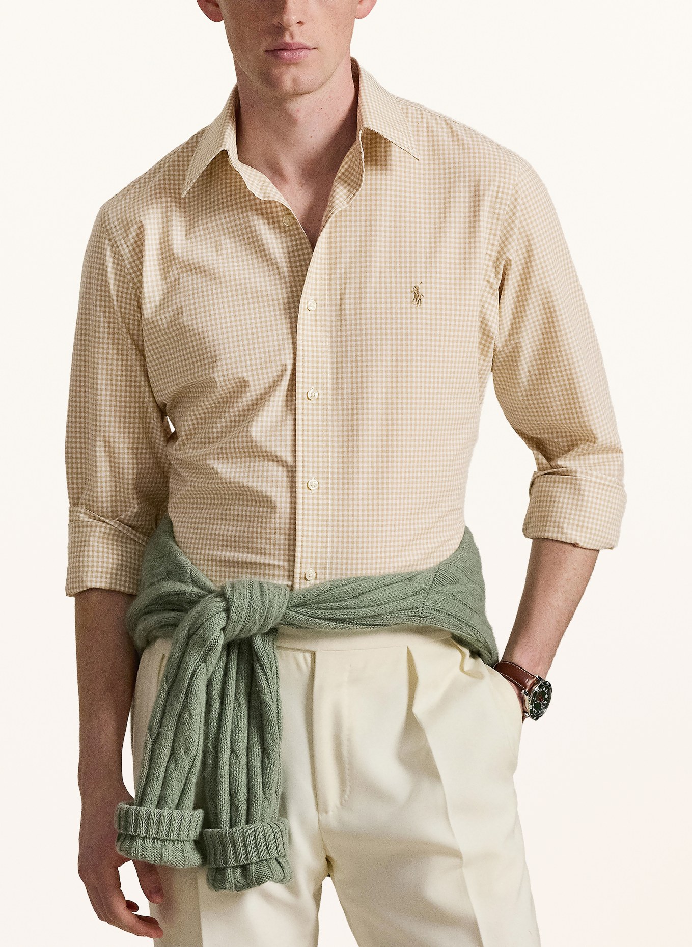 POLO RALPH LAUREN Hemd Custom Fit: BEIGE / WEISS