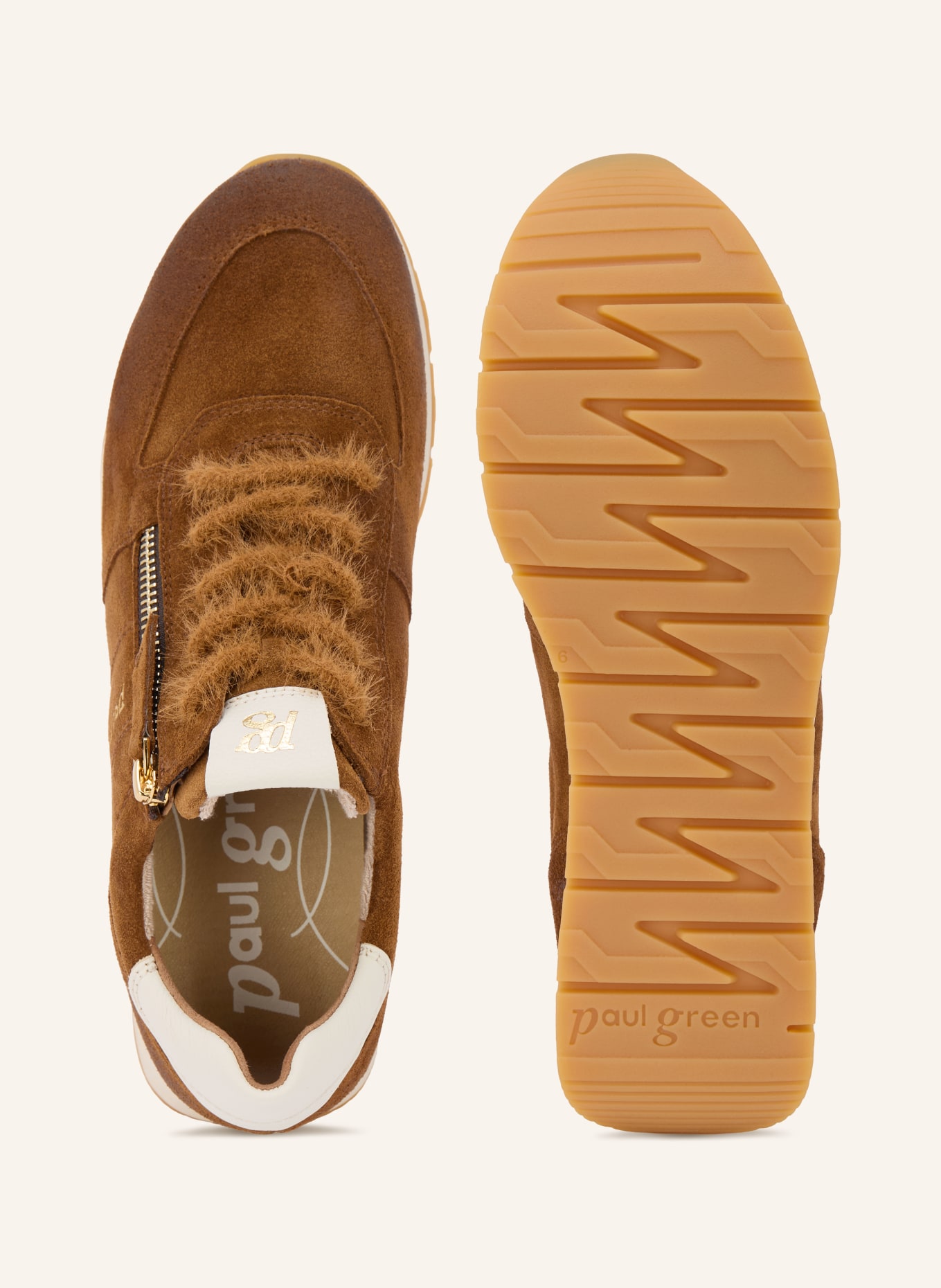 paul green Sneaker: BRAUN / GOLD / CREME