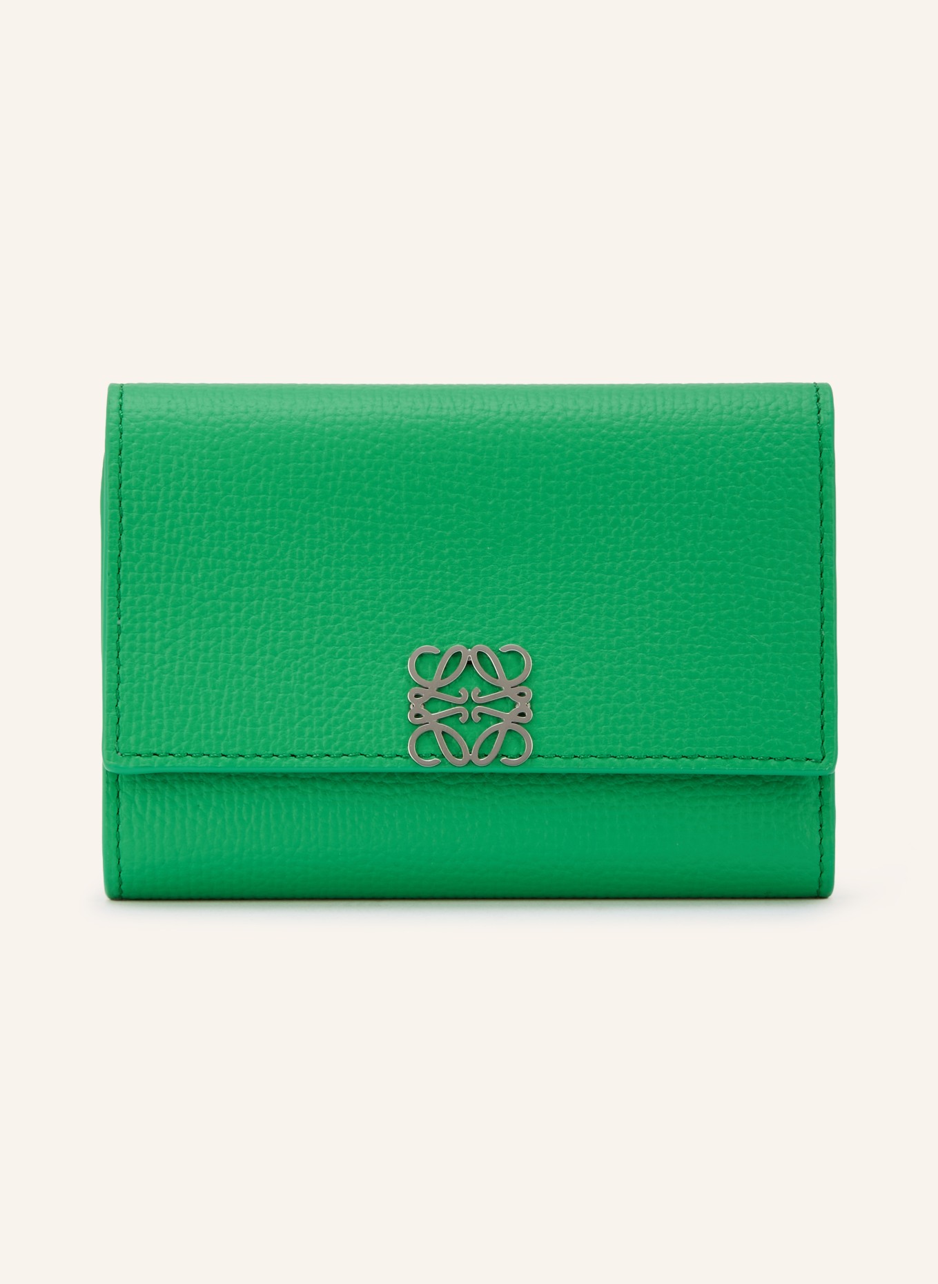 LOEWE Portefeuille ANAGRAM SMALL: VERT / ARGENT