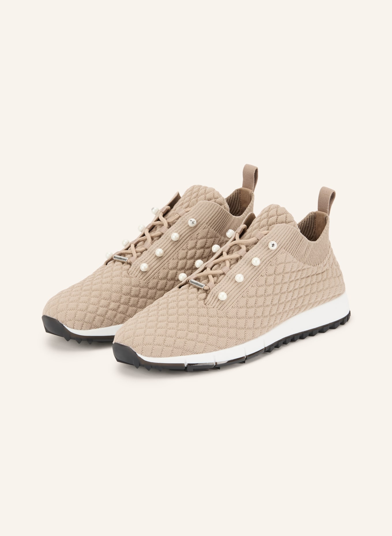 JIMMY CHOO Sneaker VELES met sierparels: BEIGE