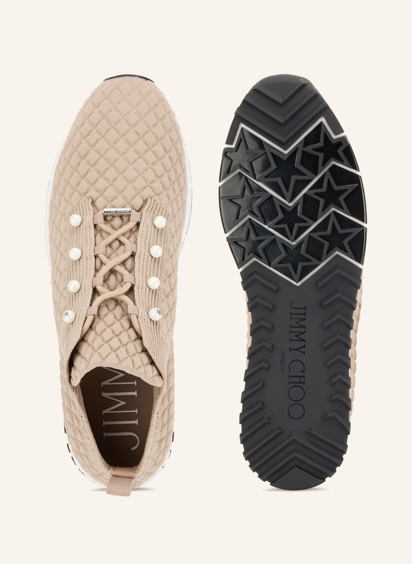 JIMMY CHOO Sneaker VELES met sierparels: BEIGE