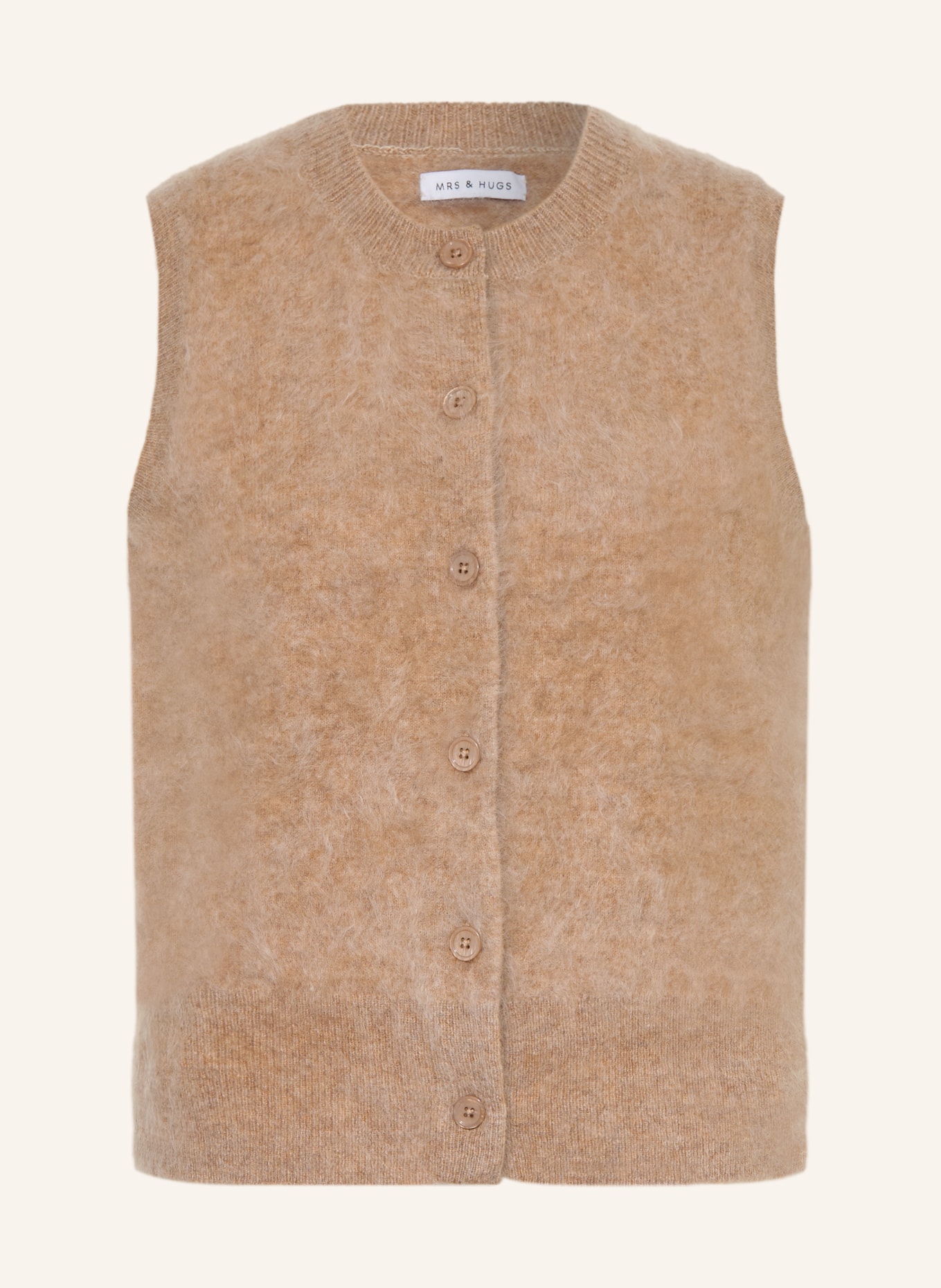 MRS & HUGS Gebreid vest van kasjmier: BEIGE