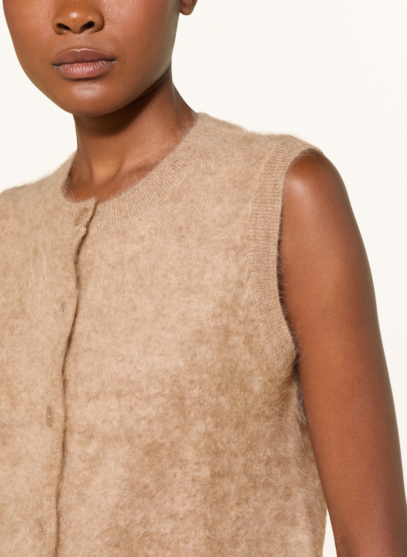 MRS & HUGS Gebreid vest van kasjmier: BEIGE