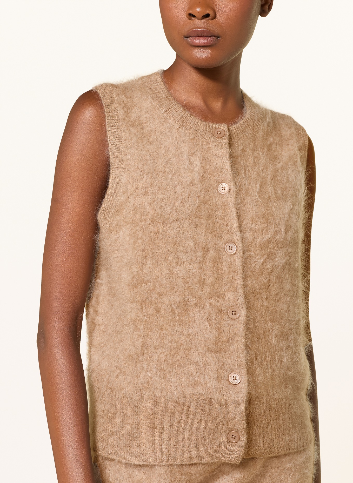 MRS & HUGS Gebreid vest van kasjmier: BEIGE