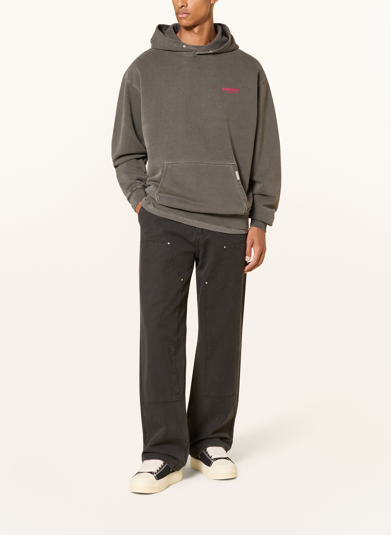 REPRESENT Oversized hoodie REPRESENT OWNERS' CLUB: GRIJS / ROOD