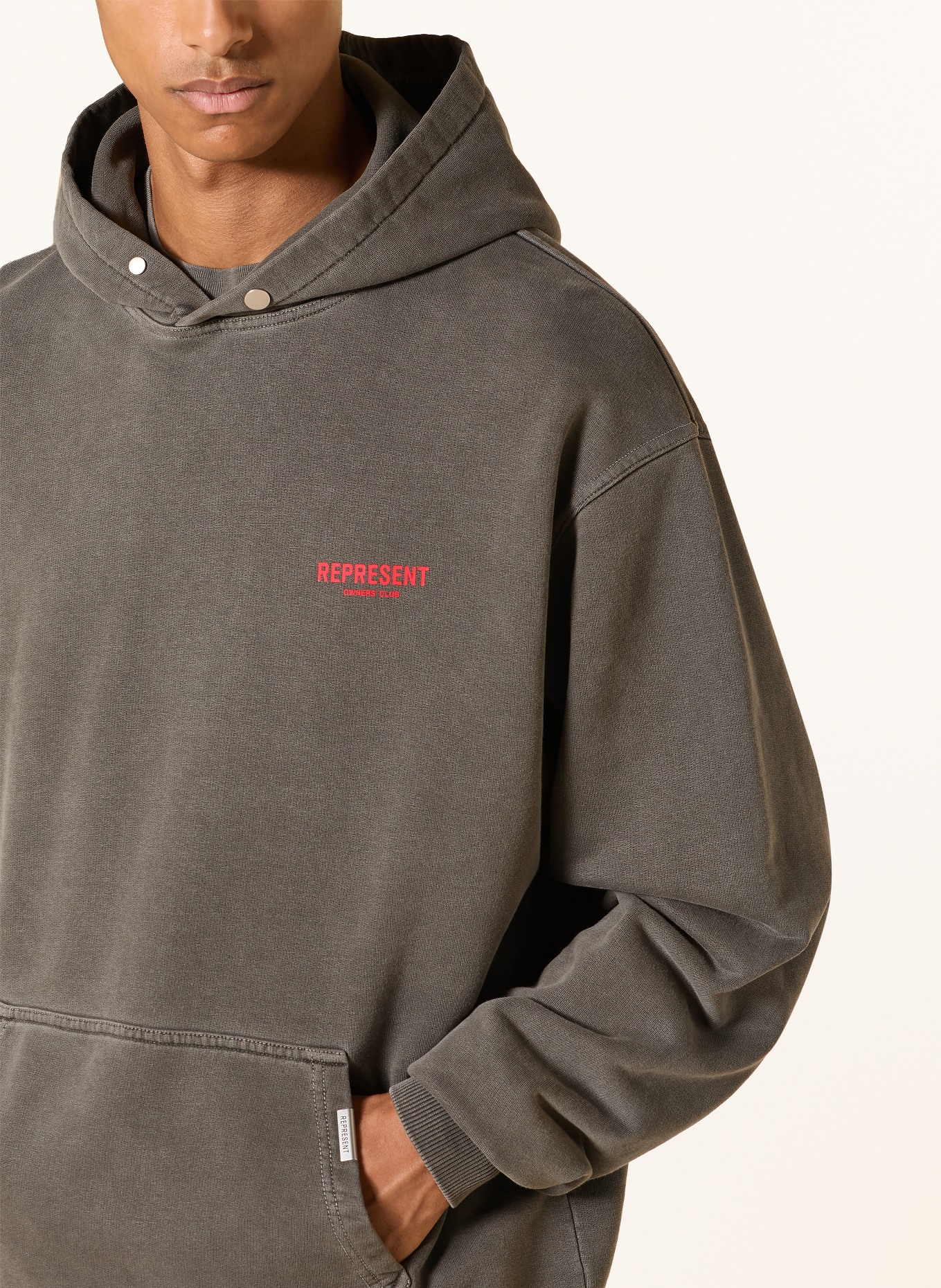 REPRESENT Oversized hoodie REPRESENT OWNERS' CLUB: GRIJS / ROOD