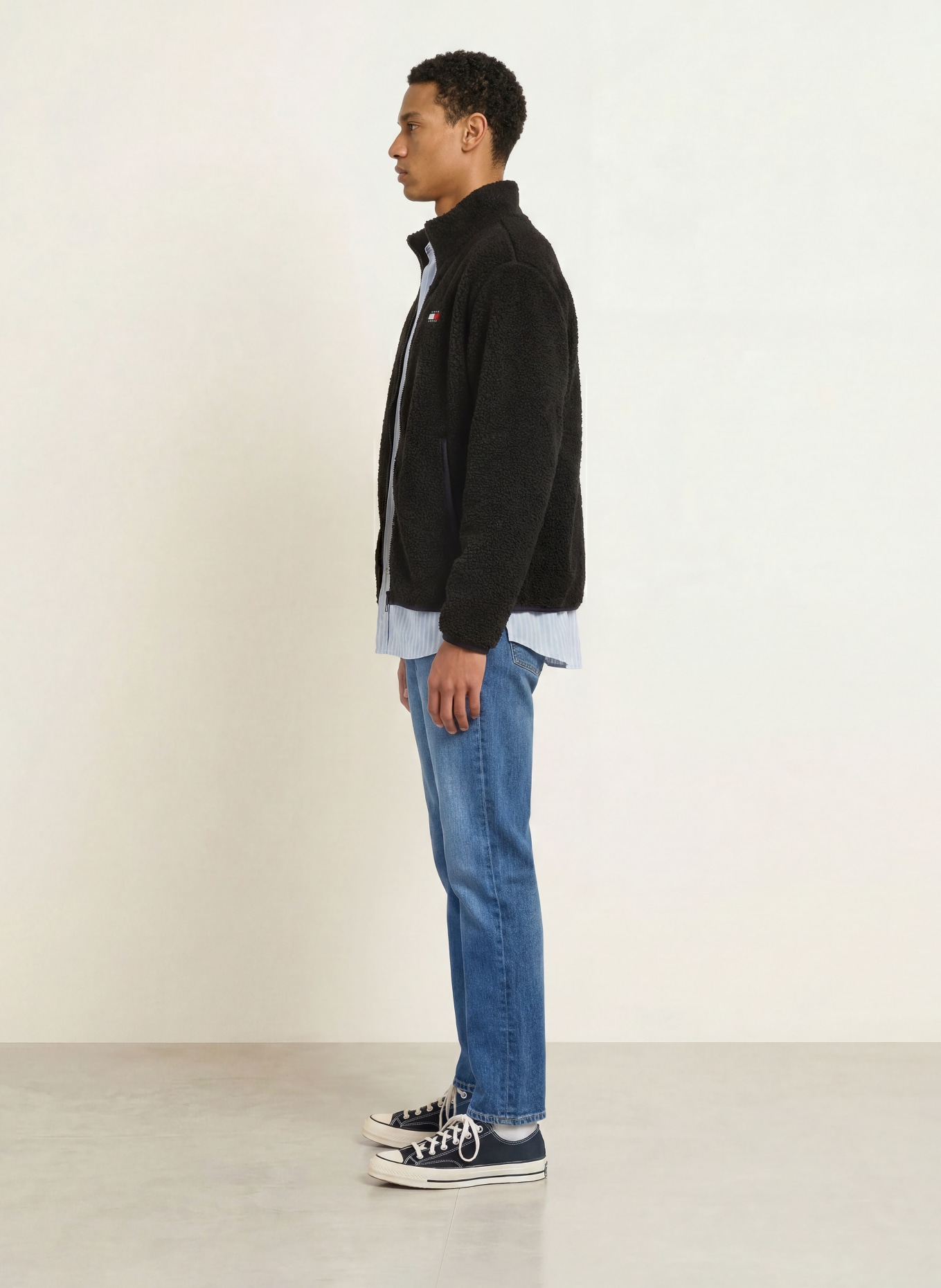 TOMMY JEANS Teddyfell-Jacke: SCHWARZ