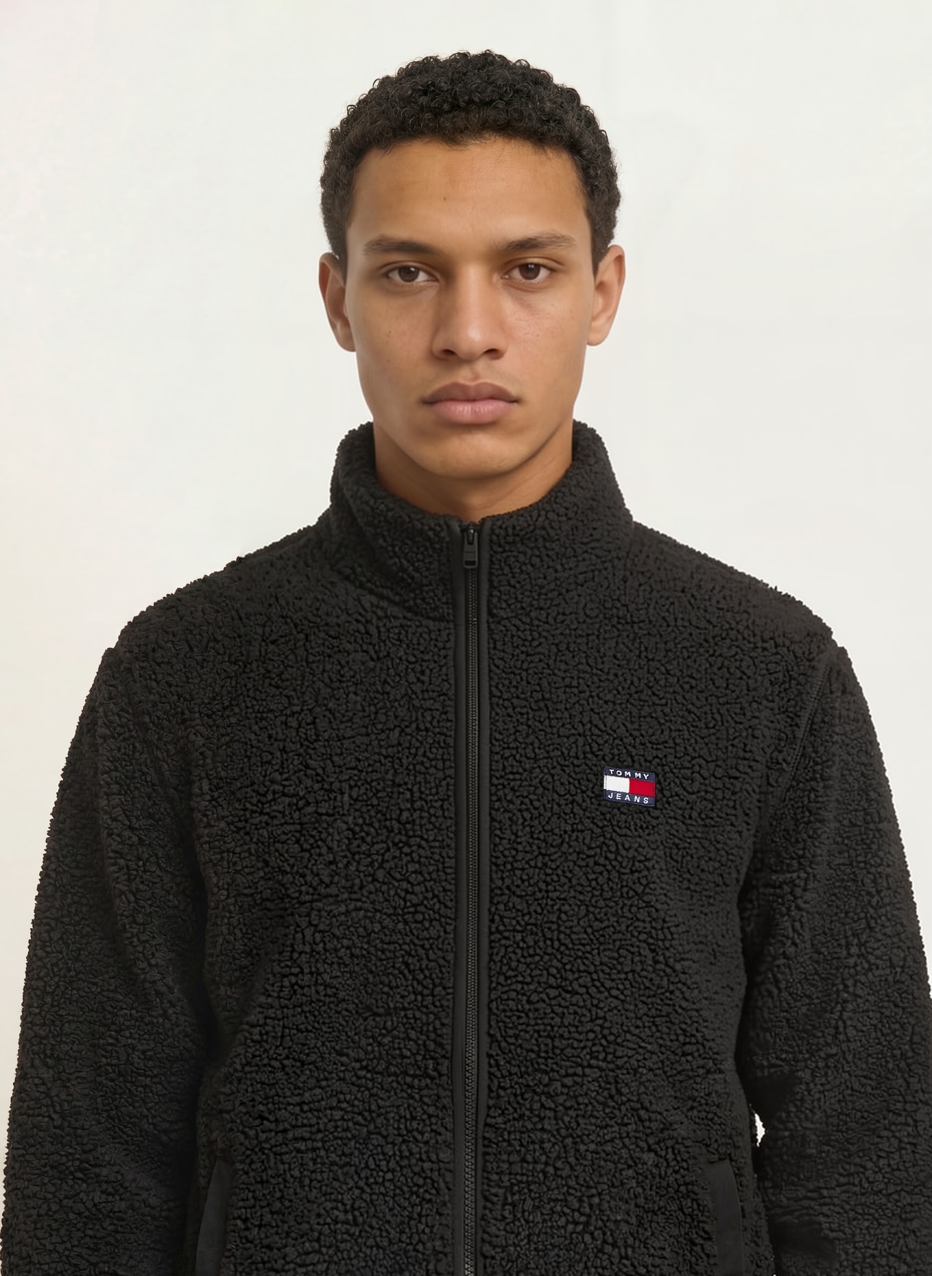 TOMMY JEANS Teddyfell-Jacke: SCHWARZ