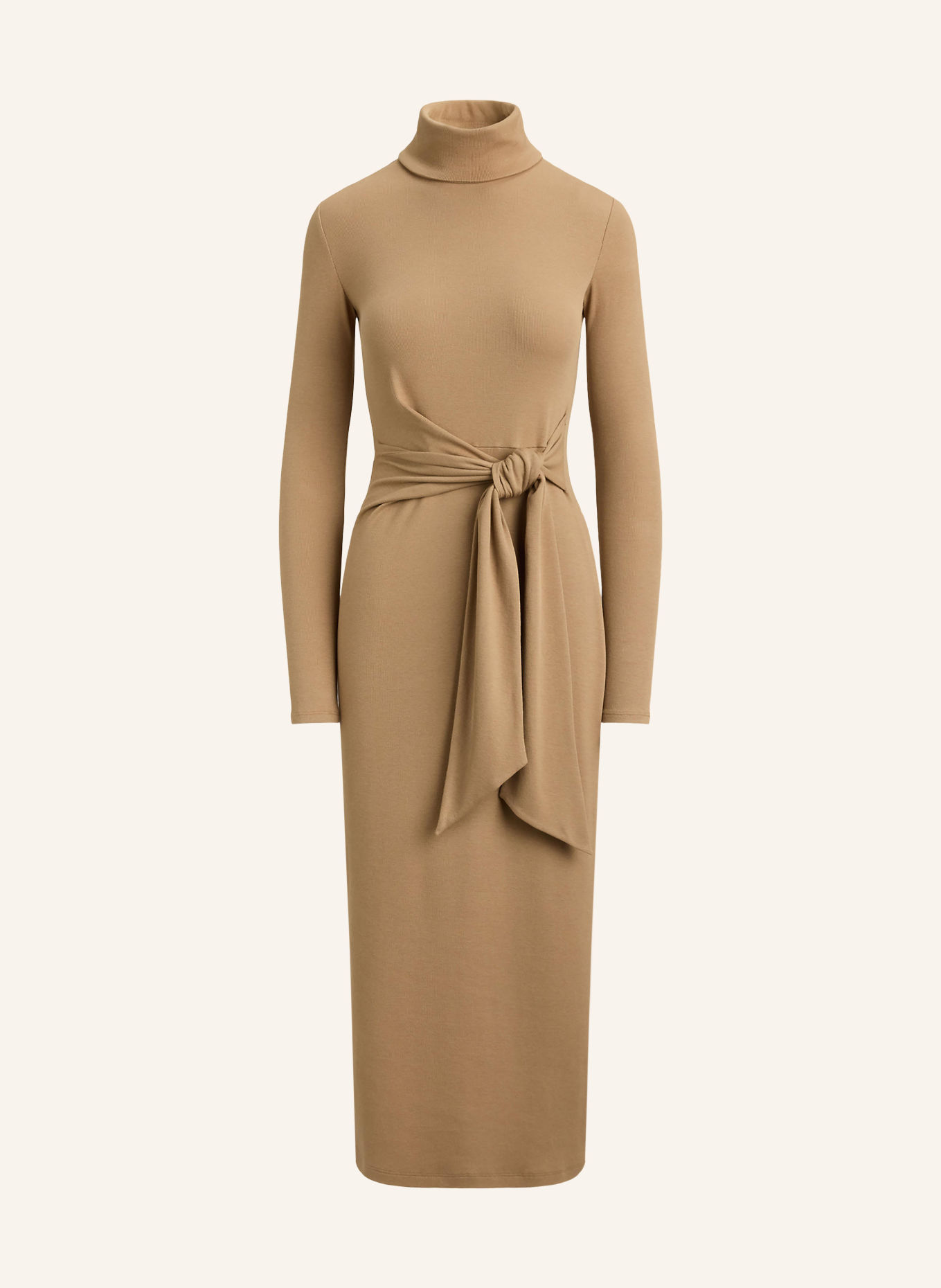 LAUREN RALPH LAUREN Knit dress in wrap look: CAMEL