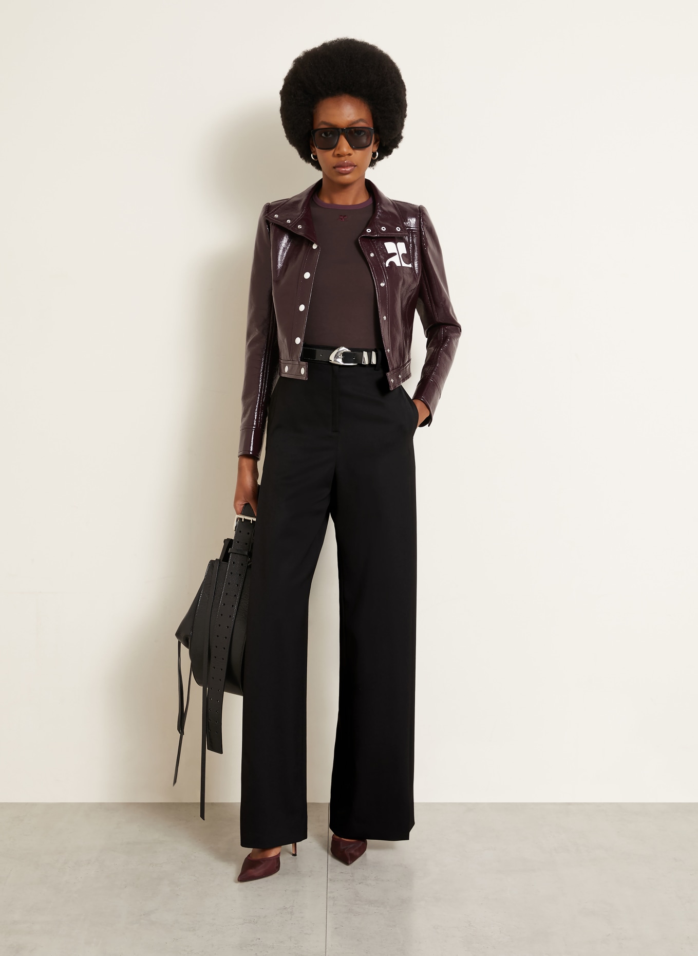 Courrèges Cropped jasje: DONKERROOD