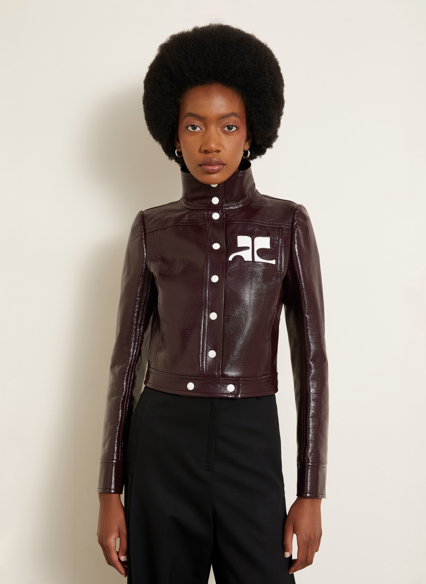 Courrèges Cropped jasje: DONKERROOD