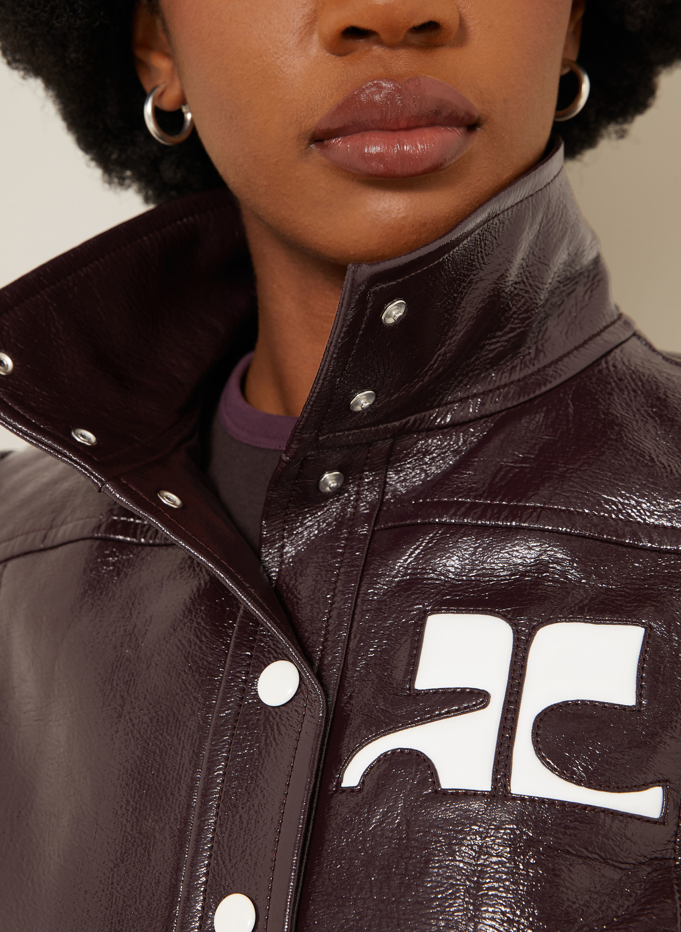 Courrèges Cropped jasje: DONKERROOD
