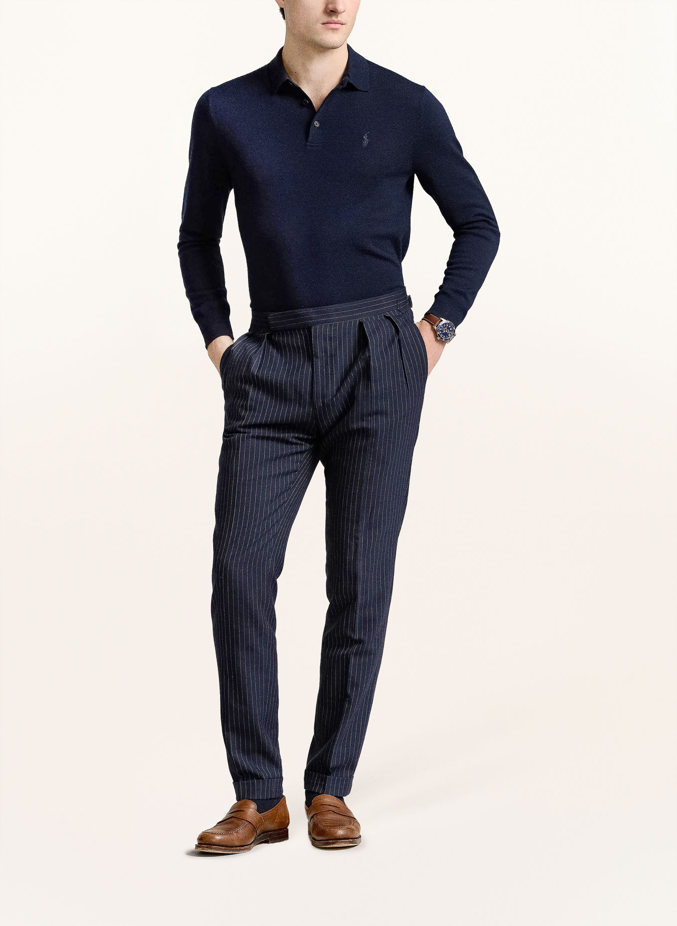 POLO RALPH LAUREN Strick-Poloshirt: DUNKELBLAU