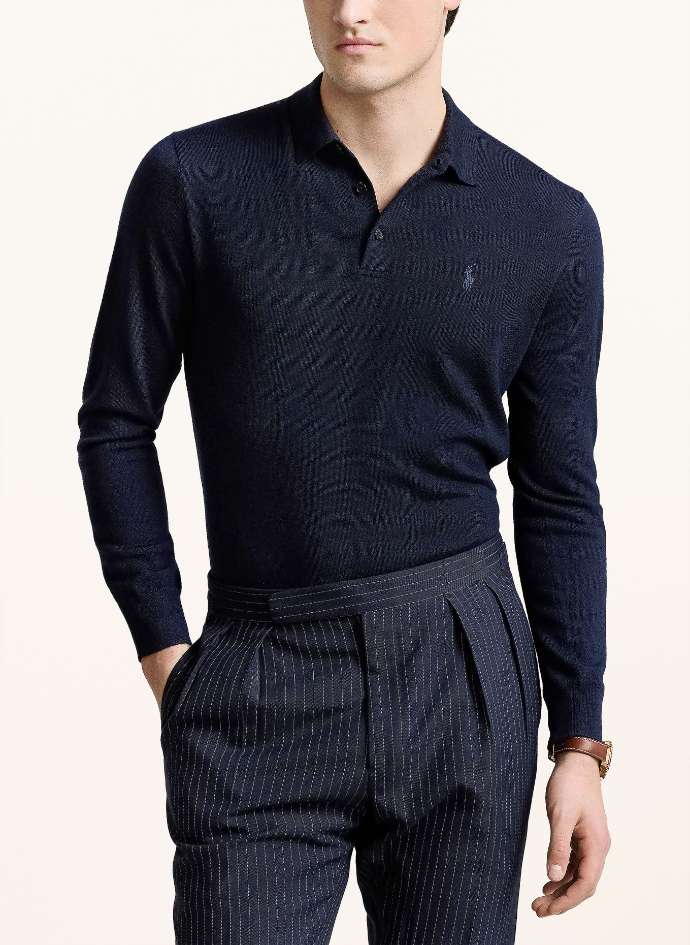 POLO RALPH LAUREN Strick-Poloshirt: DUNKELBLAU