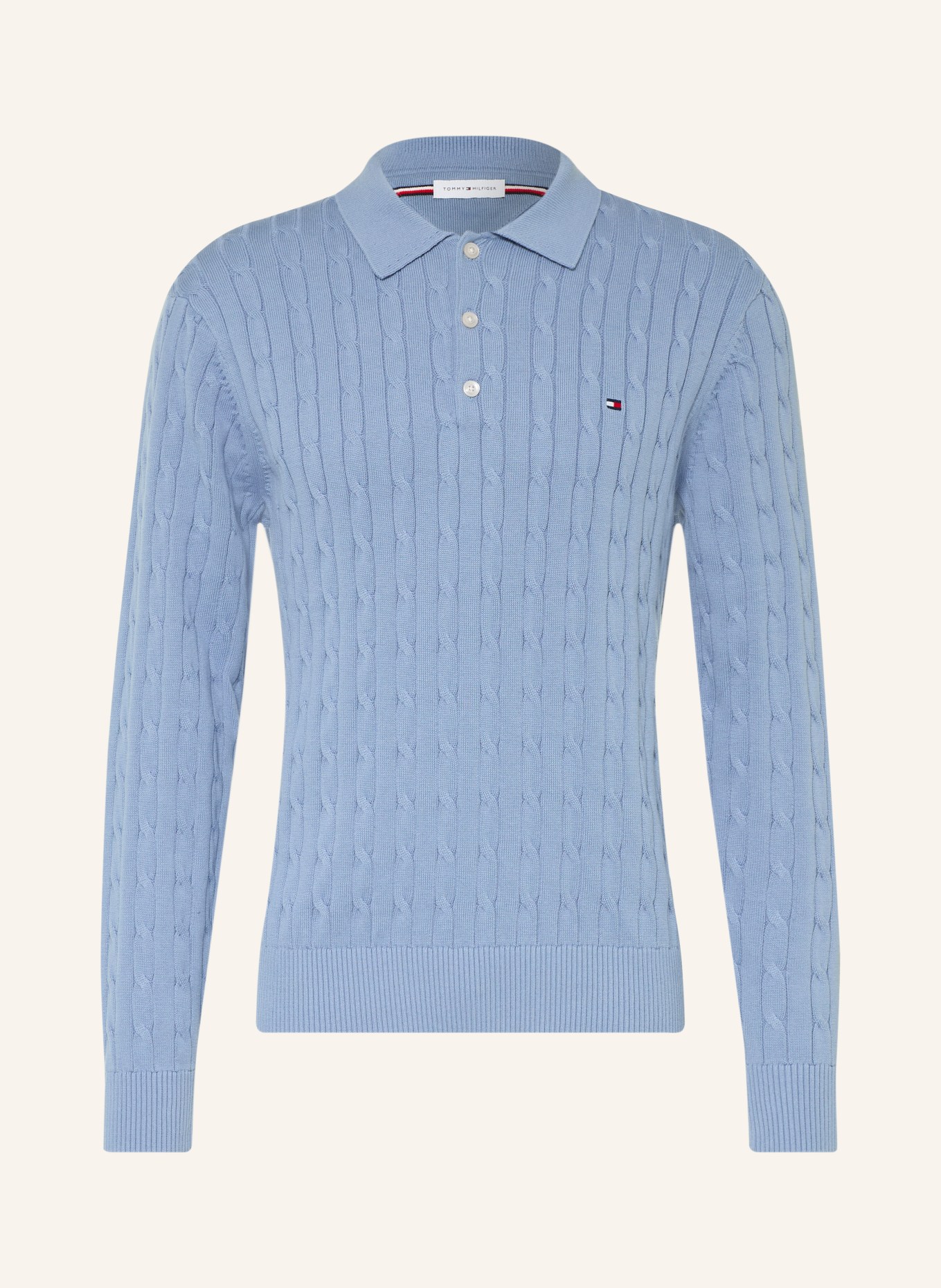 TOMMY HILFIGER Strick-Poloshirt: HELLBLAU