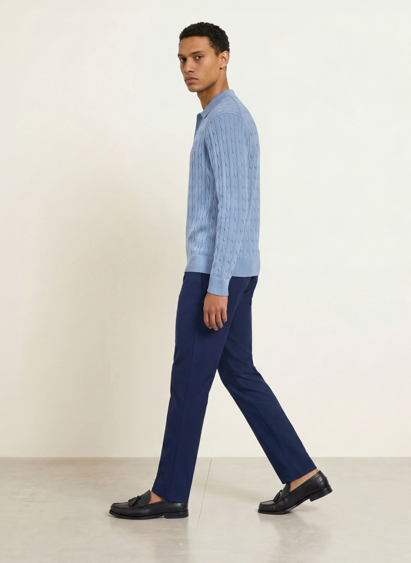 TOMMY HILFIGER Strick-Poloshirt: HELLBLAU