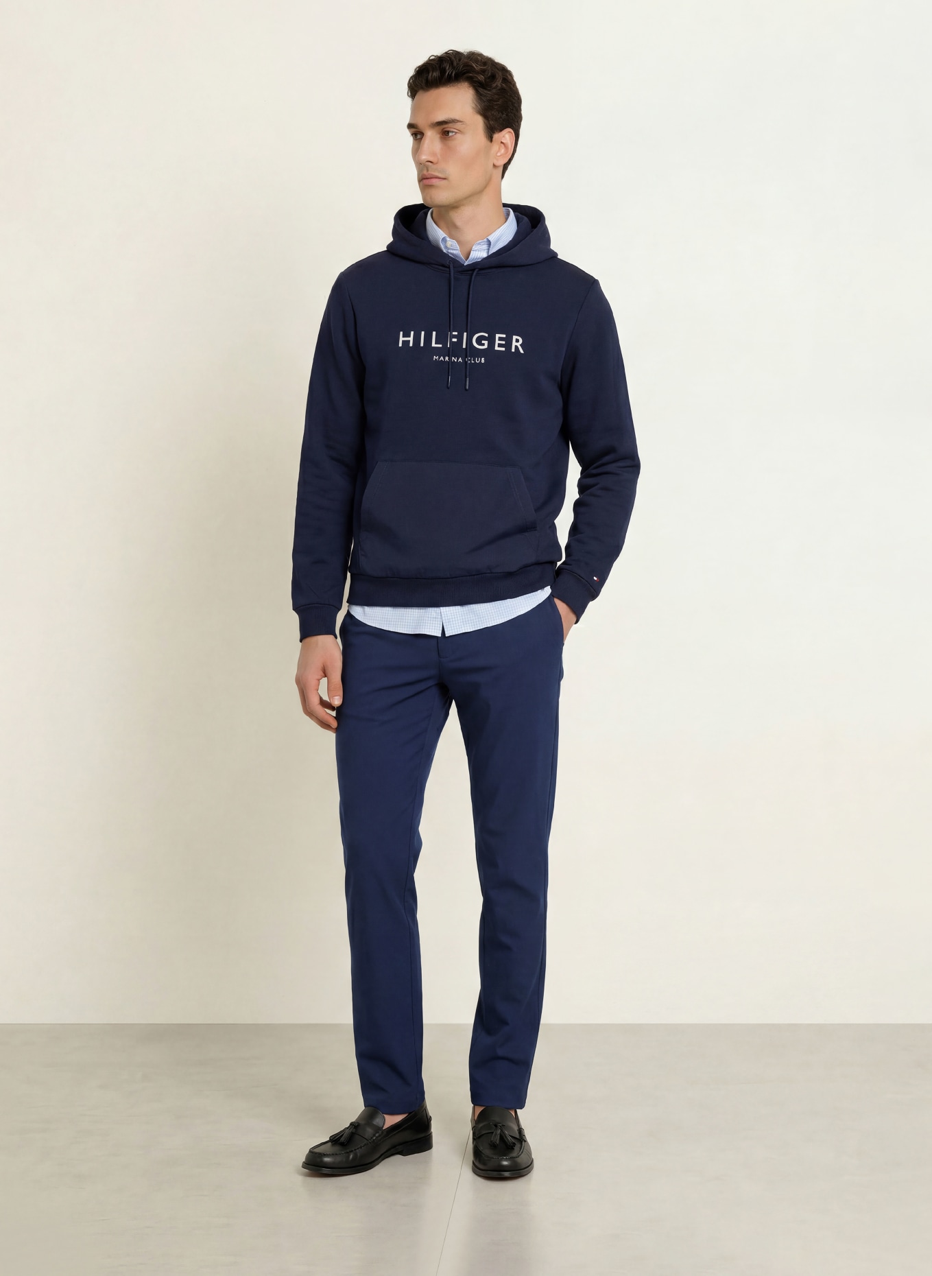 TOMMY HILFIGER Chino DENTON Straight Fit: MØRKEBLÅ