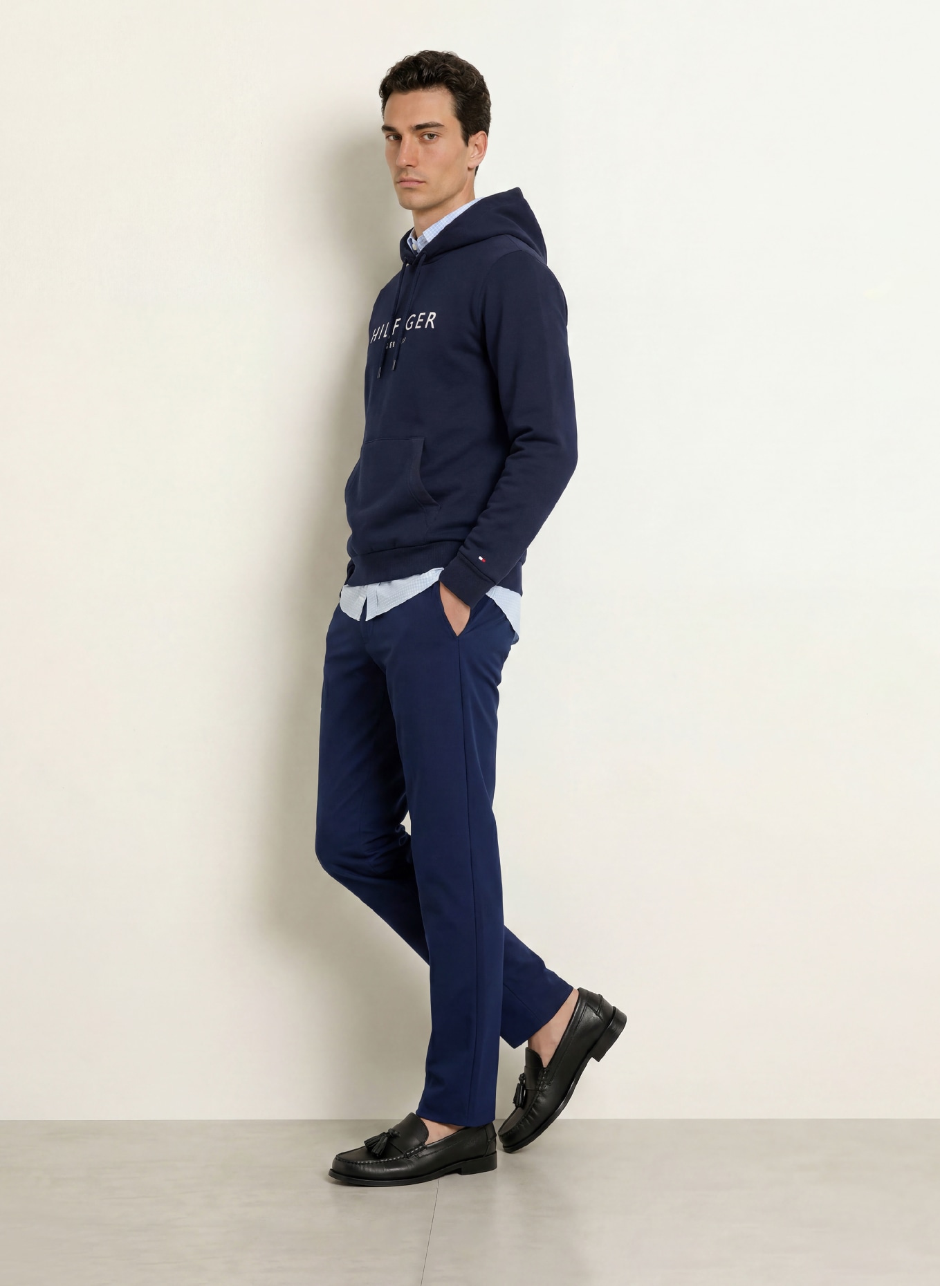 TOMMY HILFIGER Chino DENTON Straight Fit: MØRKEBLÅ