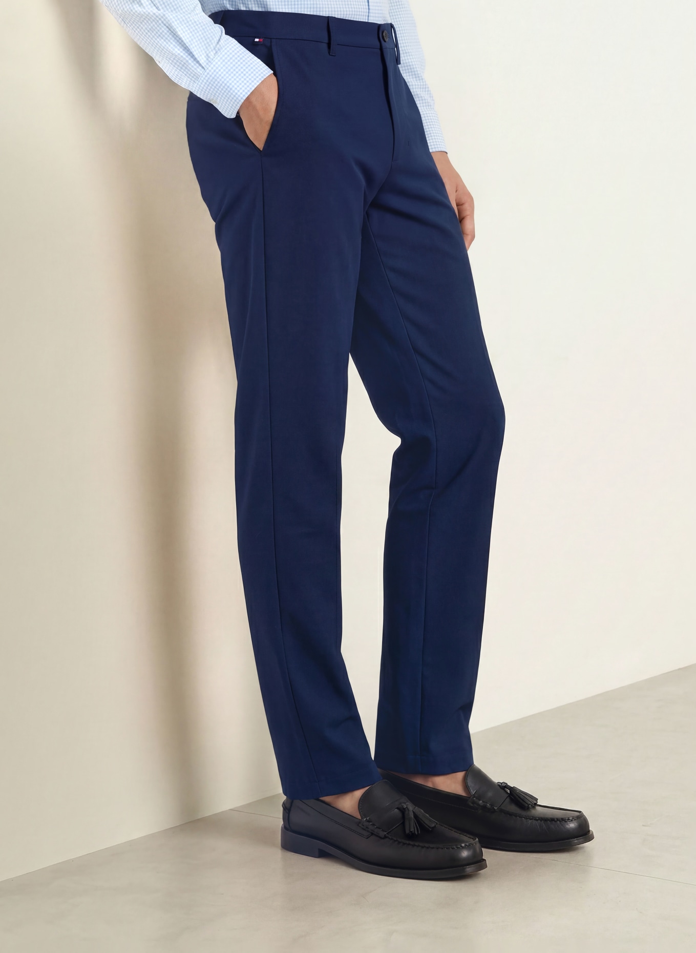 TOMMY HILFIGER Chino DENTON Straight Fit: MØRKEBLÅ