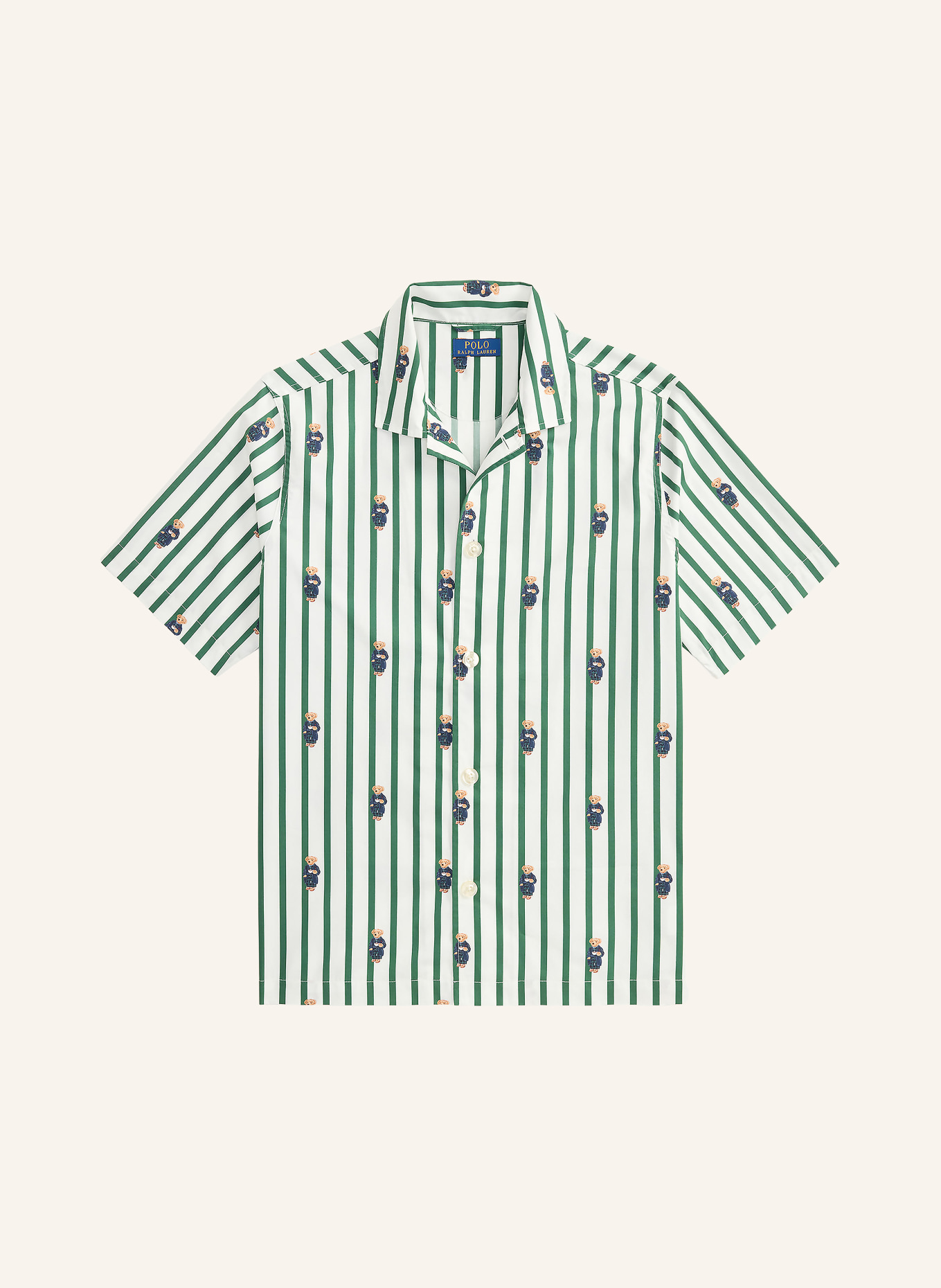 POLO RALPH LAUREN Schlafshirt: GRÜN / WEISS