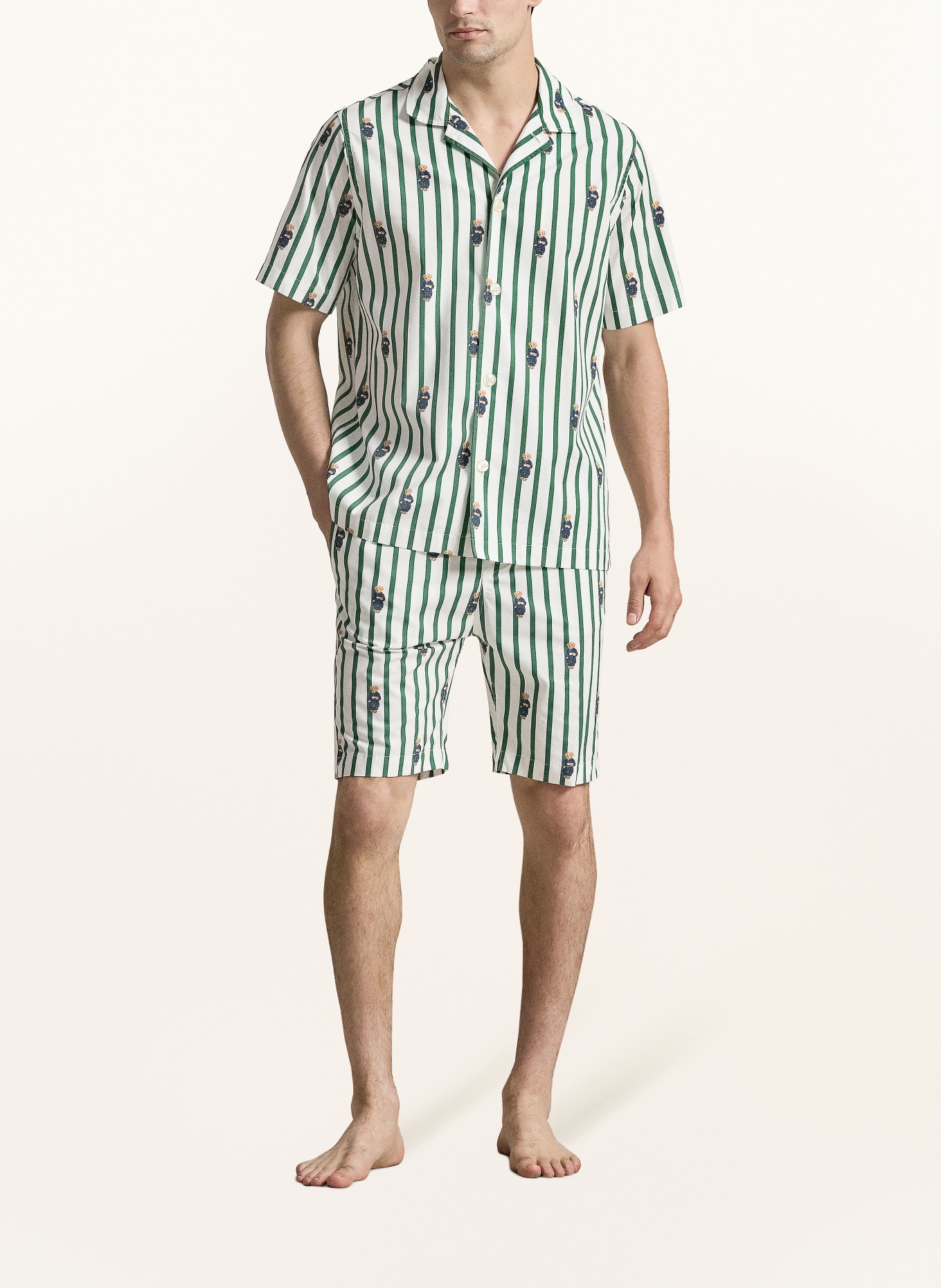 POLO RALPH LAUREN Schlafshirt: GRÜN / WEISS