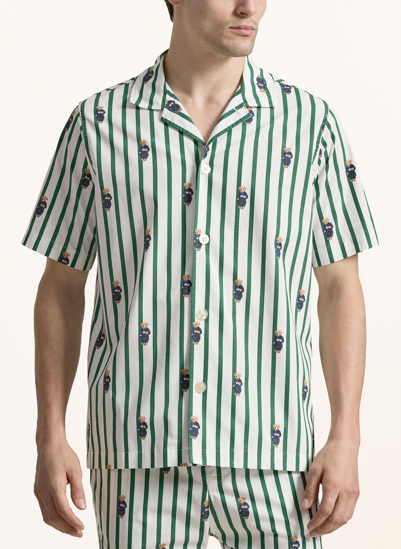 POLO RALPH LAUREN Schlafshirt: GRÜN / WEISS