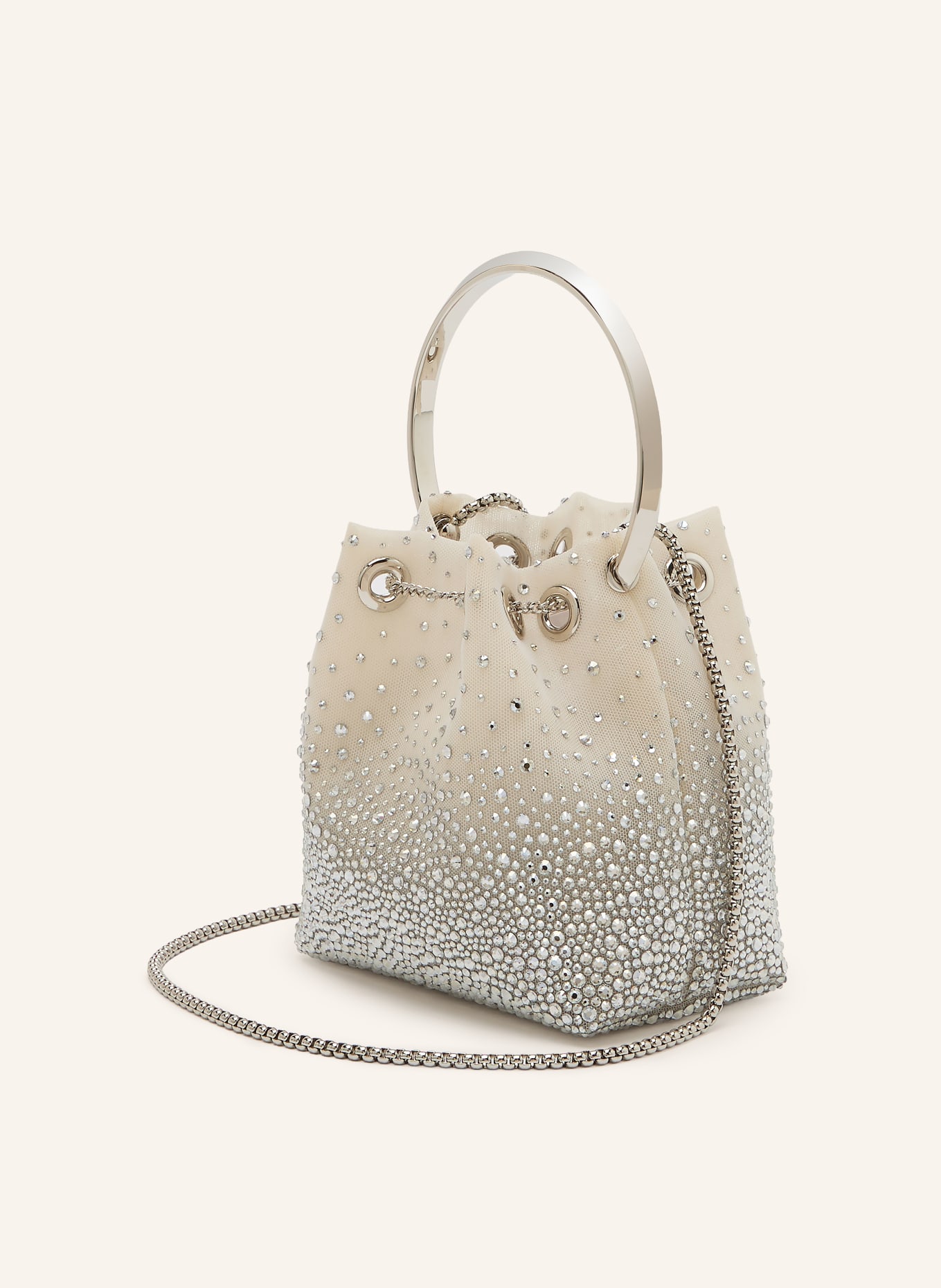 JIMMY CHOO Torebka BON BON z ozdobnymi kamykami: SREBRNY