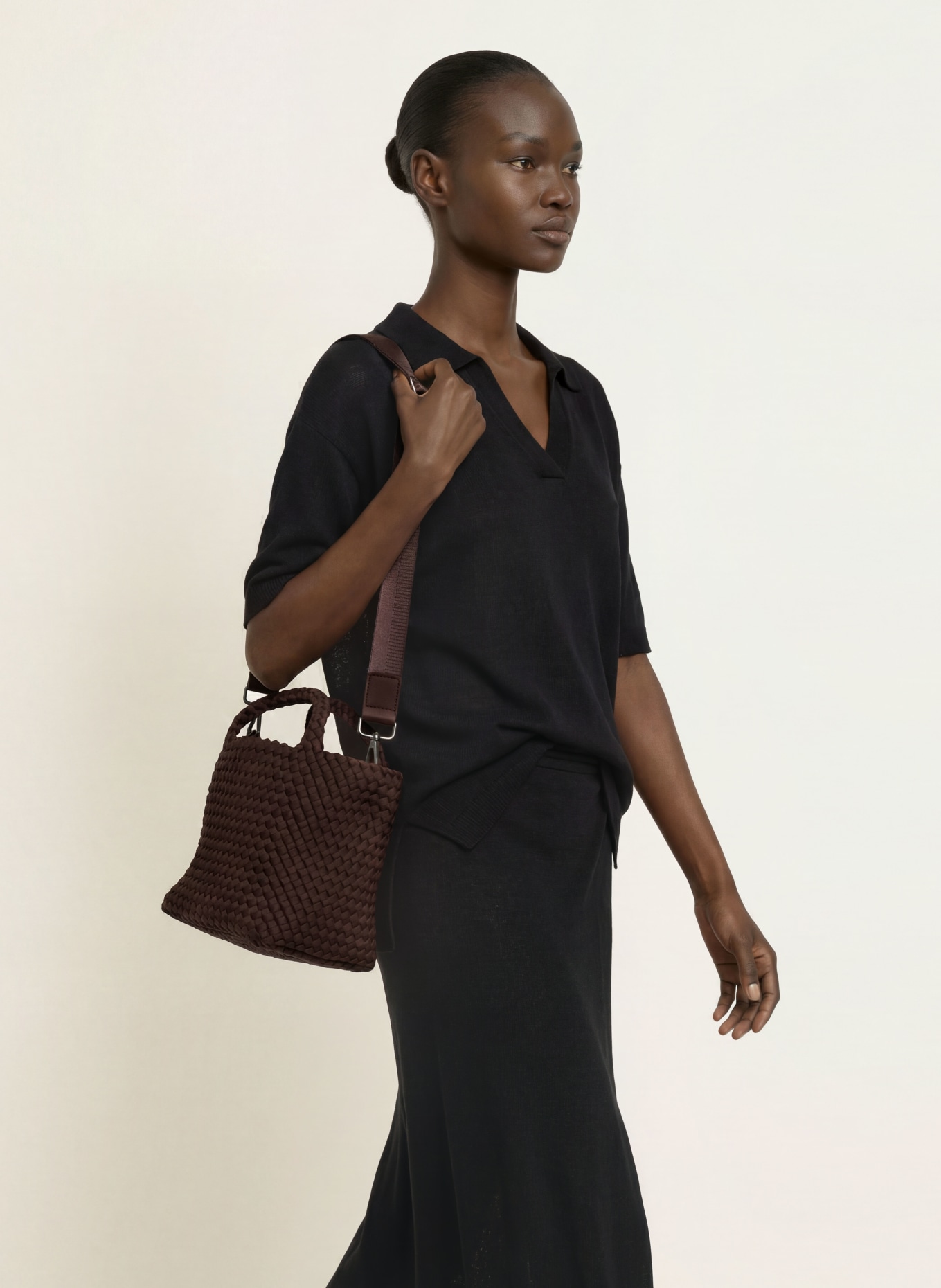 Naghedi Handtas ST BARTHS SMALL met etui: MARRON FONCÉ