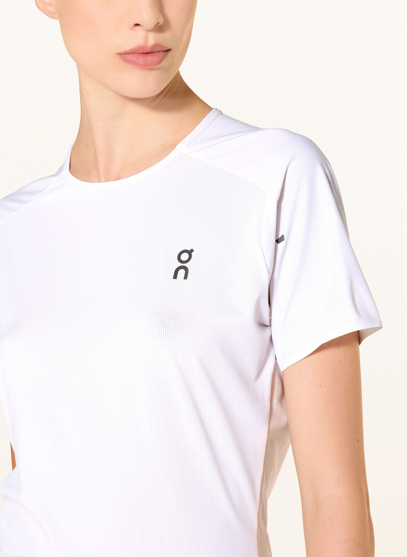 On Trainingsshirt PERFORMANCE-T: WIT / MARRON FONCÉ