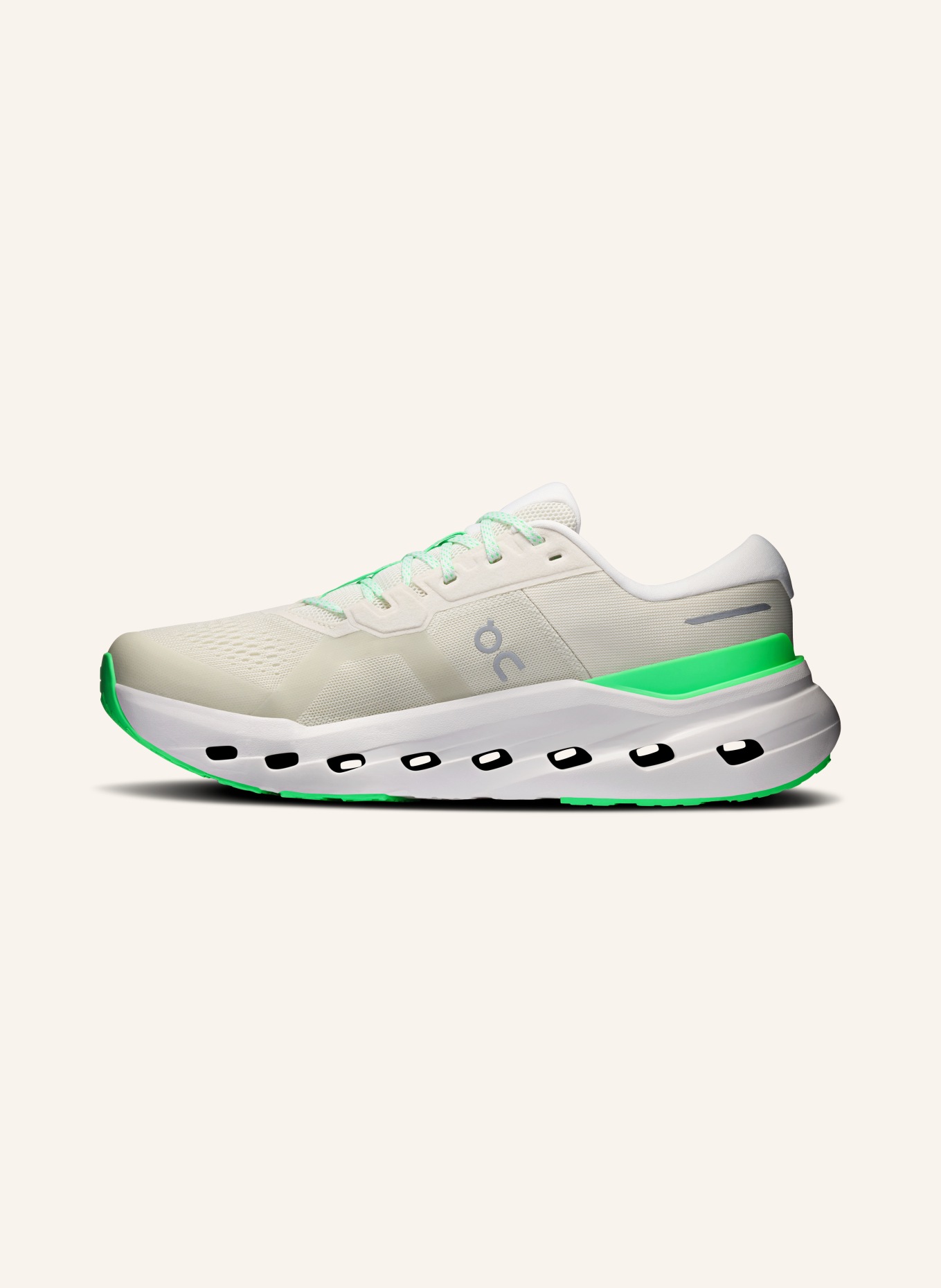On CLOUDRUNNER 3 running shoes: WHITE / NEON GREEN