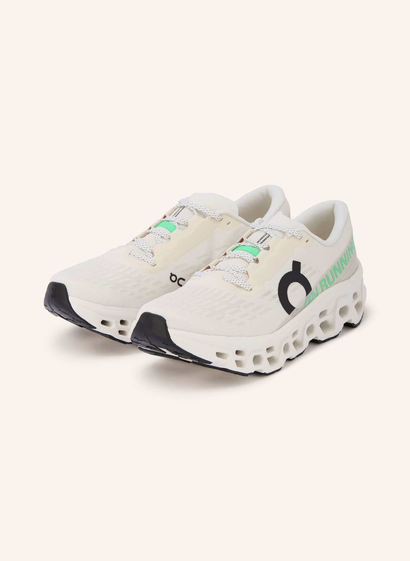 On Hardloopschoenen CLOUDMONSTER 3: WIT / BEIGE / NEONGROEN
