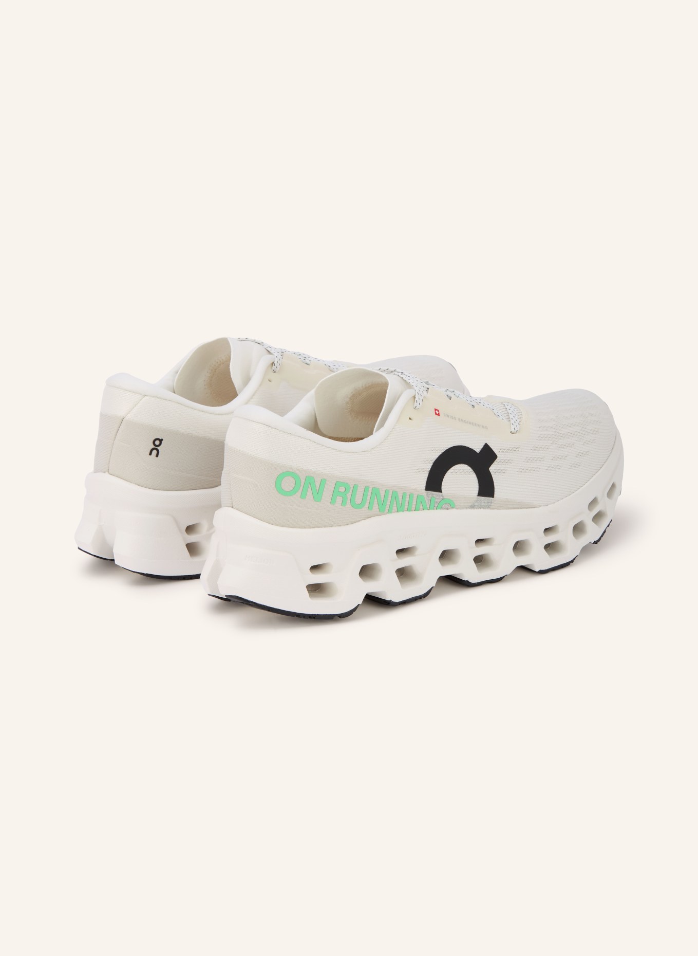On Hardloopschoenen CLOUDMONSTER 3: WIT / BEIGE / NEONGROEN