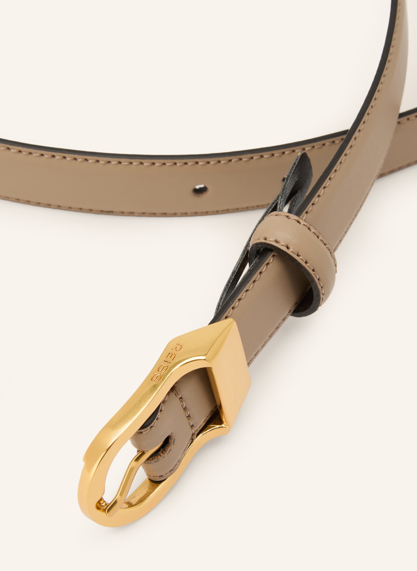 REISS Leren riem HAZEL: BEIGE / GOUD