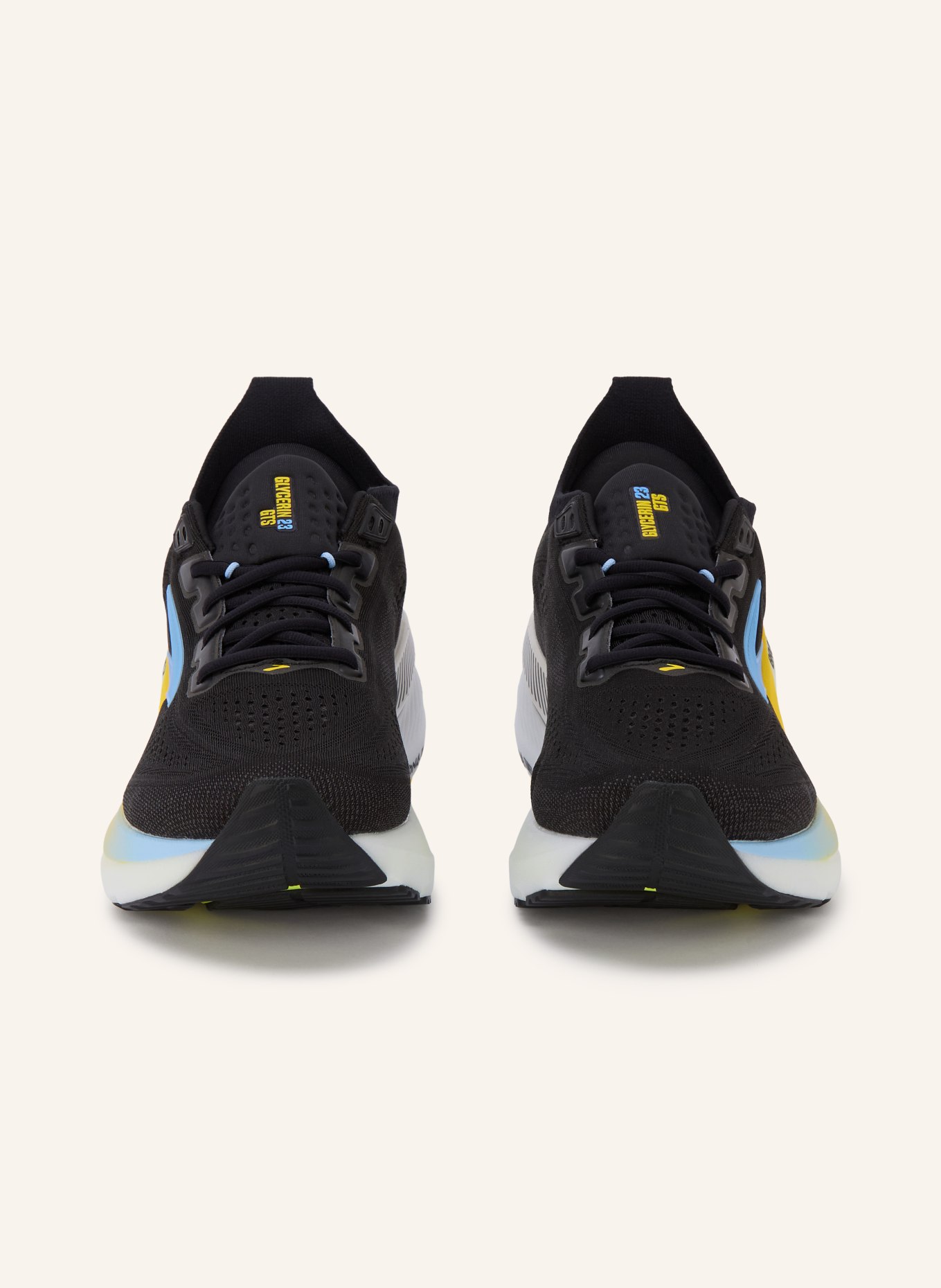 BROOKS Laufschuhe GLYCERIN GTS 23: SCHWARZ / GELB / HELLBLAU